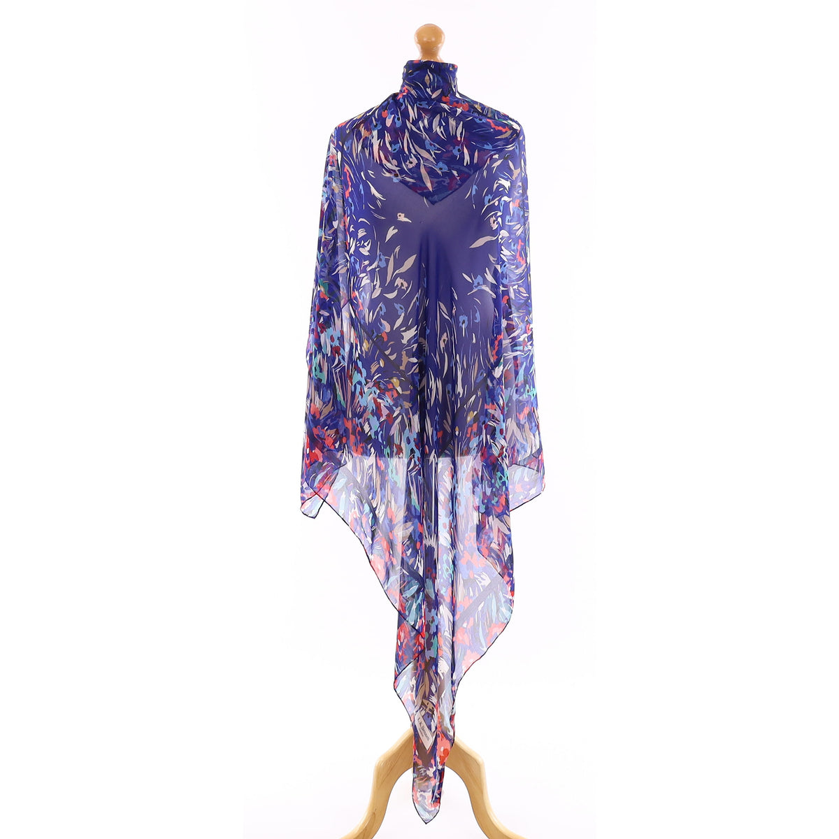 Pristine LK Bennett Blue Patterned Silk Scarf