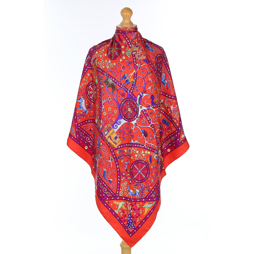 Boxed Hermès Peuple du Vent Silk Scarf