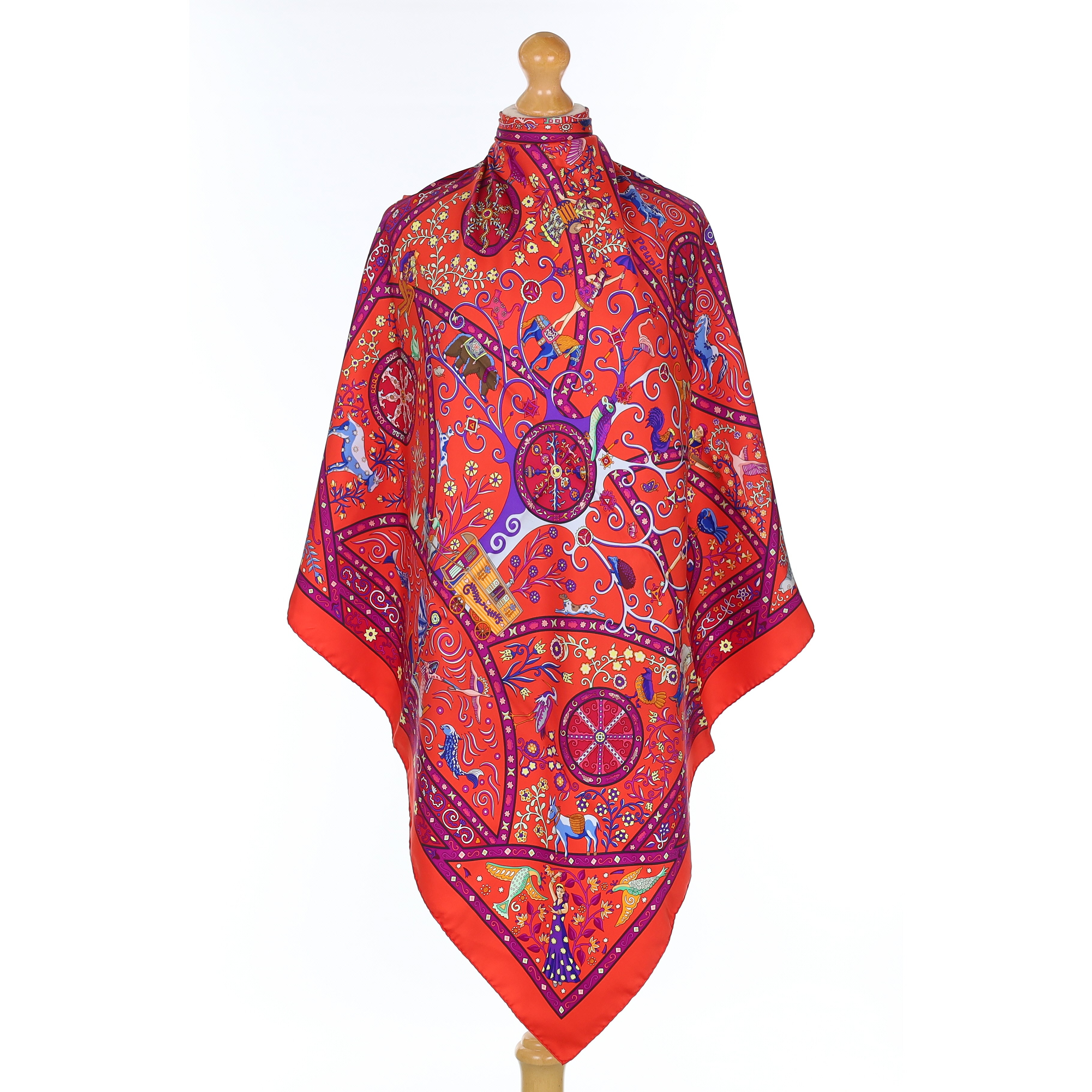Boxed Hermès Peuple du Vent Silk Scarf