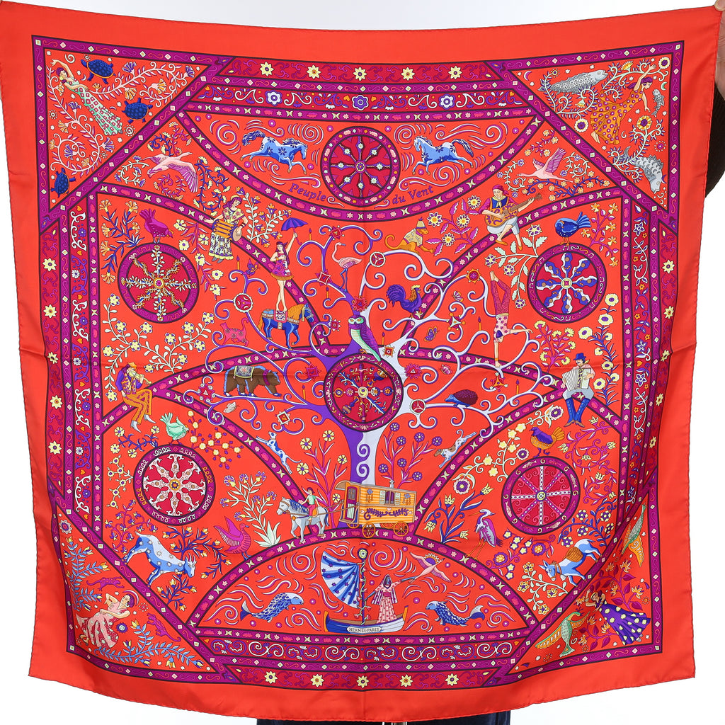 Boxed Hermès Peuple du Vent Silk Scarf