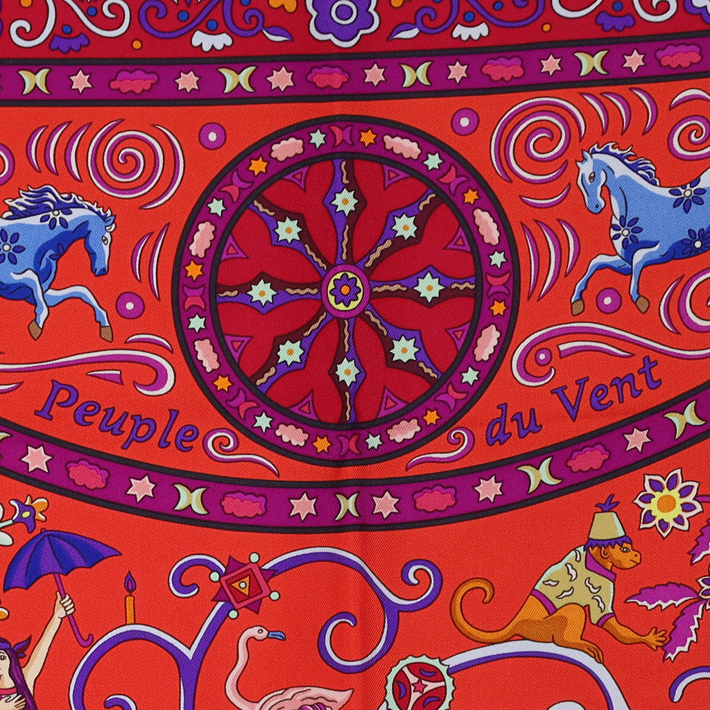 Boxed Hermès Peuple du Vent Silk Scarf