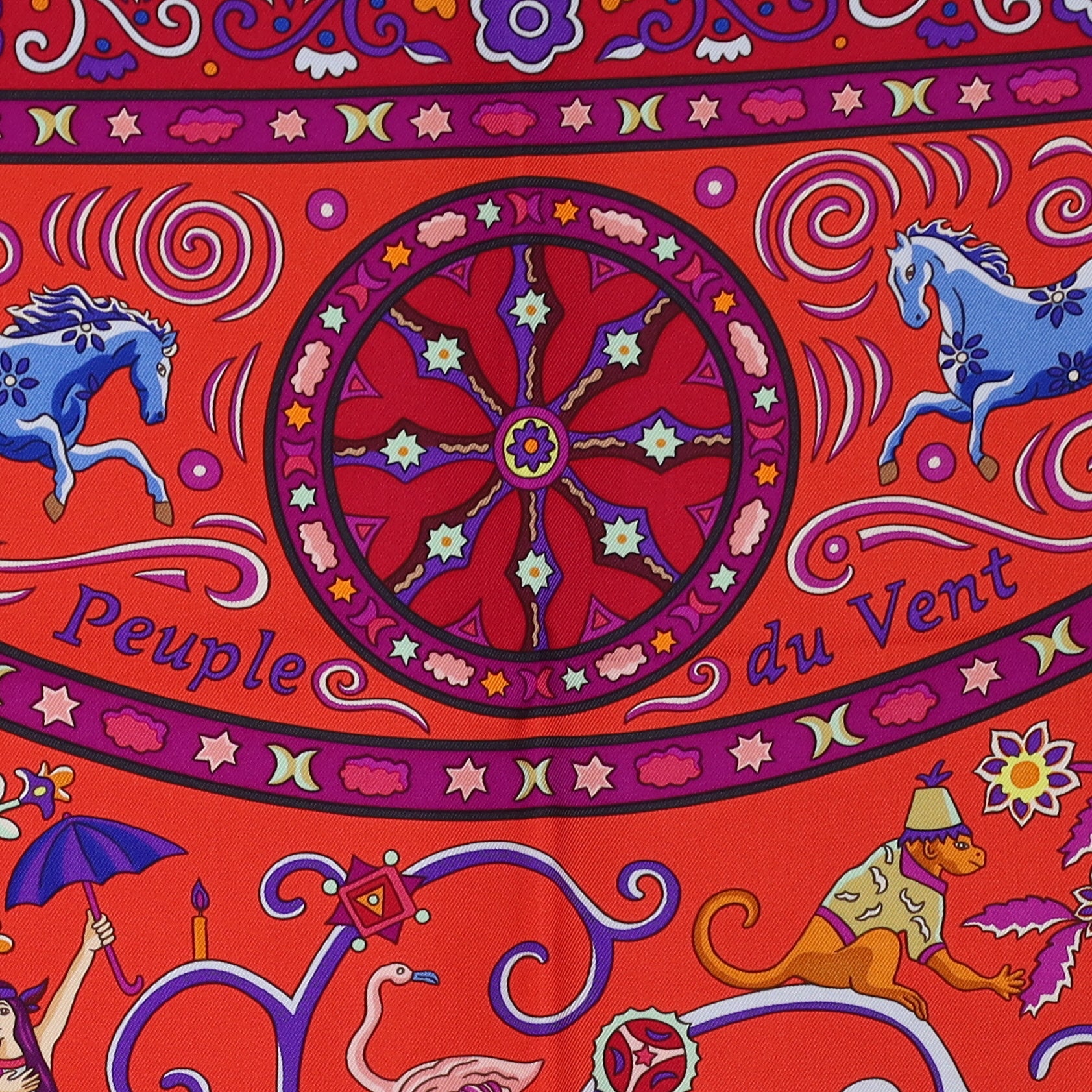 Boxed Hermès Peuple du Vent Silk Scarf