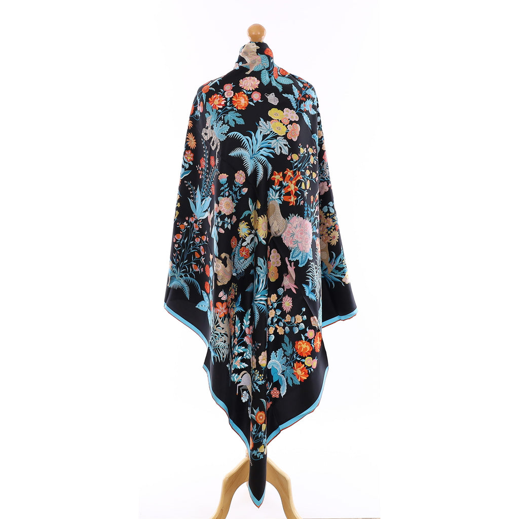 Brand New Jim Thompson Black Floral Silk Scarf