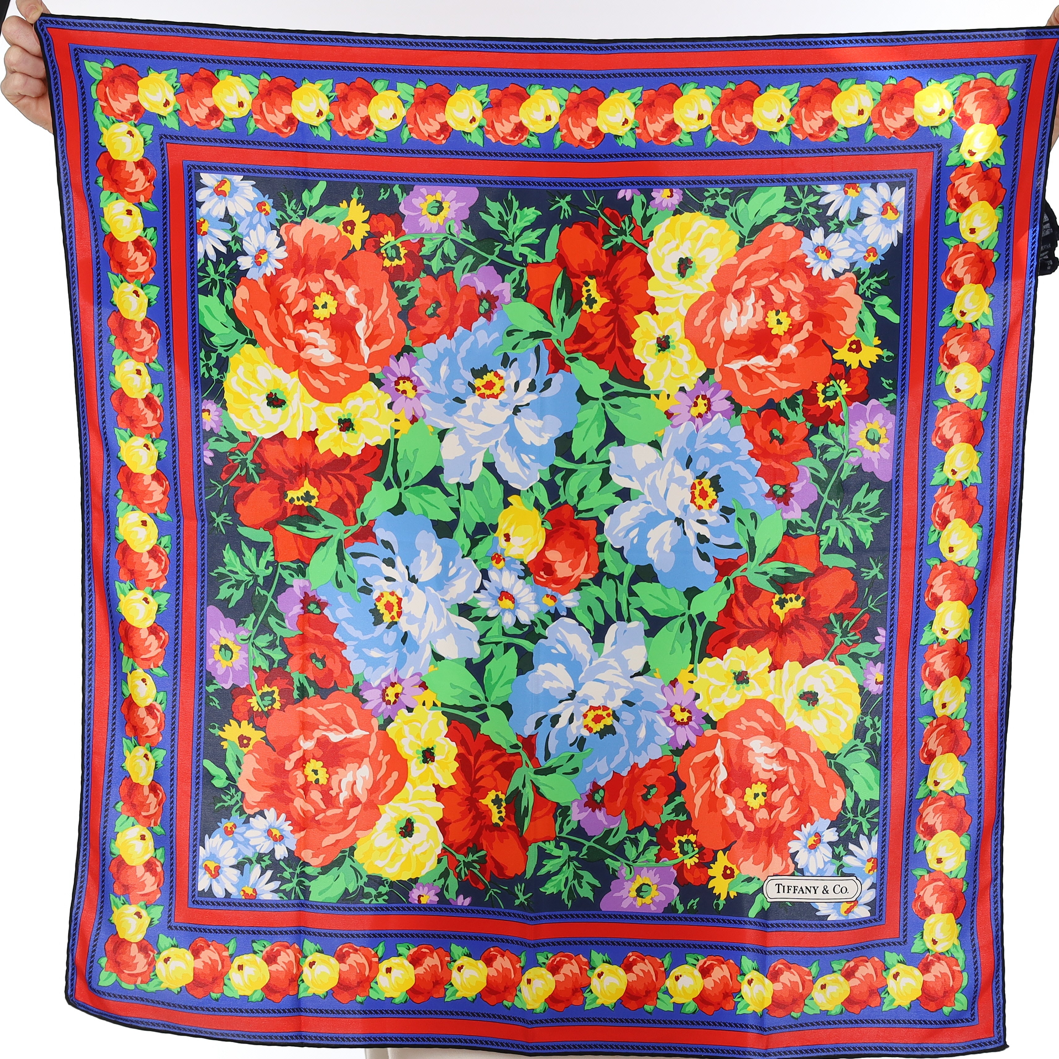 Pristine Tiffany & Co Floral Silk Scarf