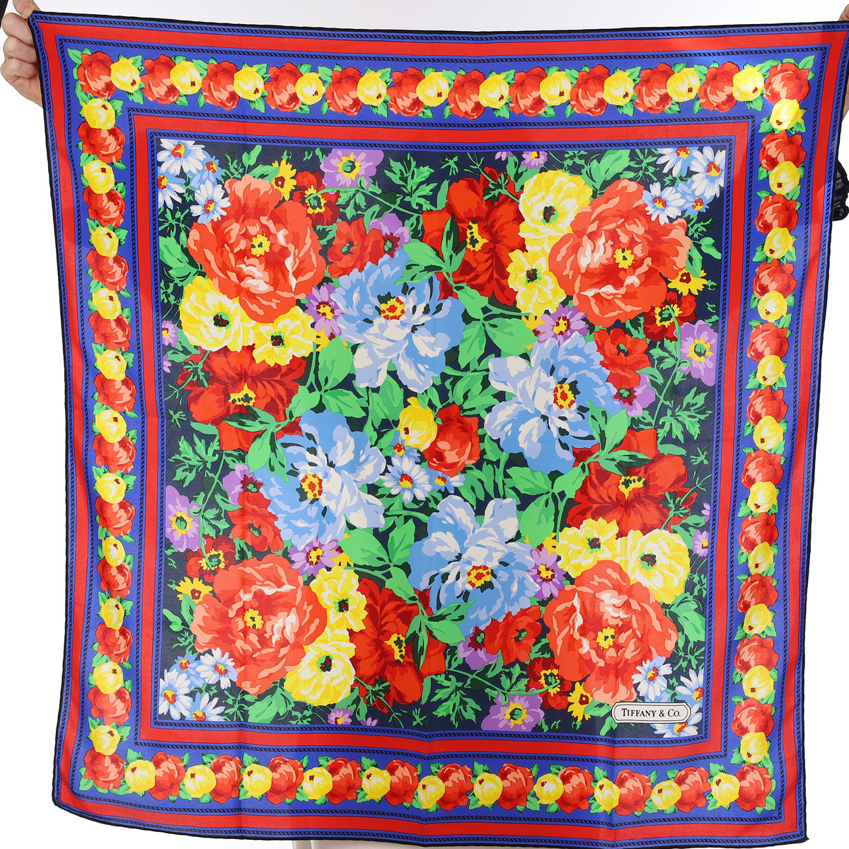 Pristine Tiffany & Co Floral Silk Scarf