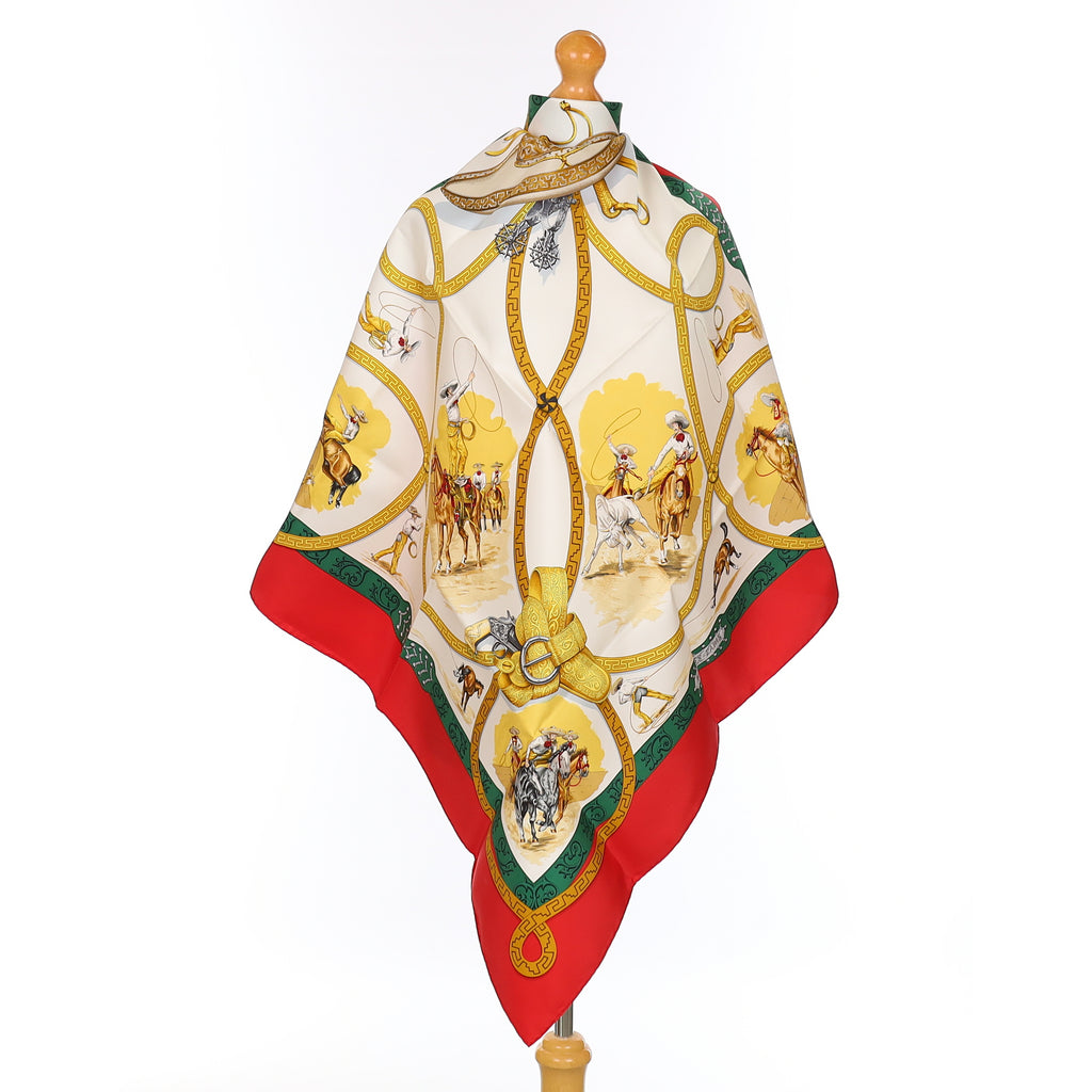 Brand New Boxed Hermès Charreada Silk Scarf