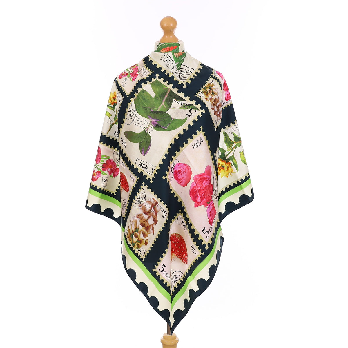 Pristine Botanical Stamps Silk Scarf