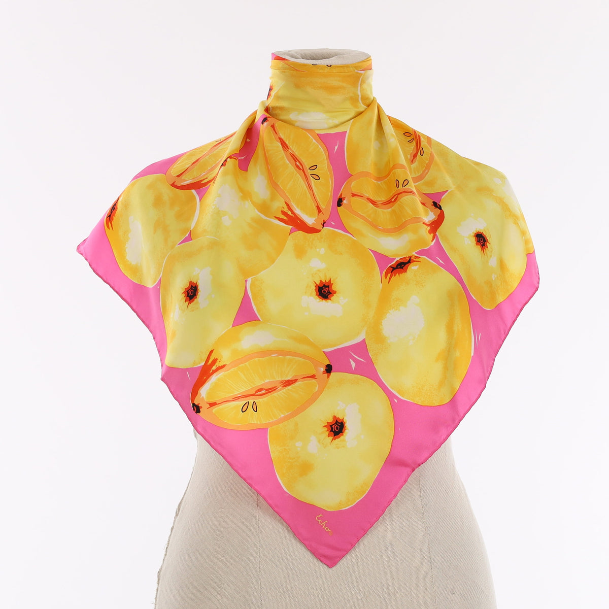 Pristine Echo Citrus Fruit Vintage Silk Scarf