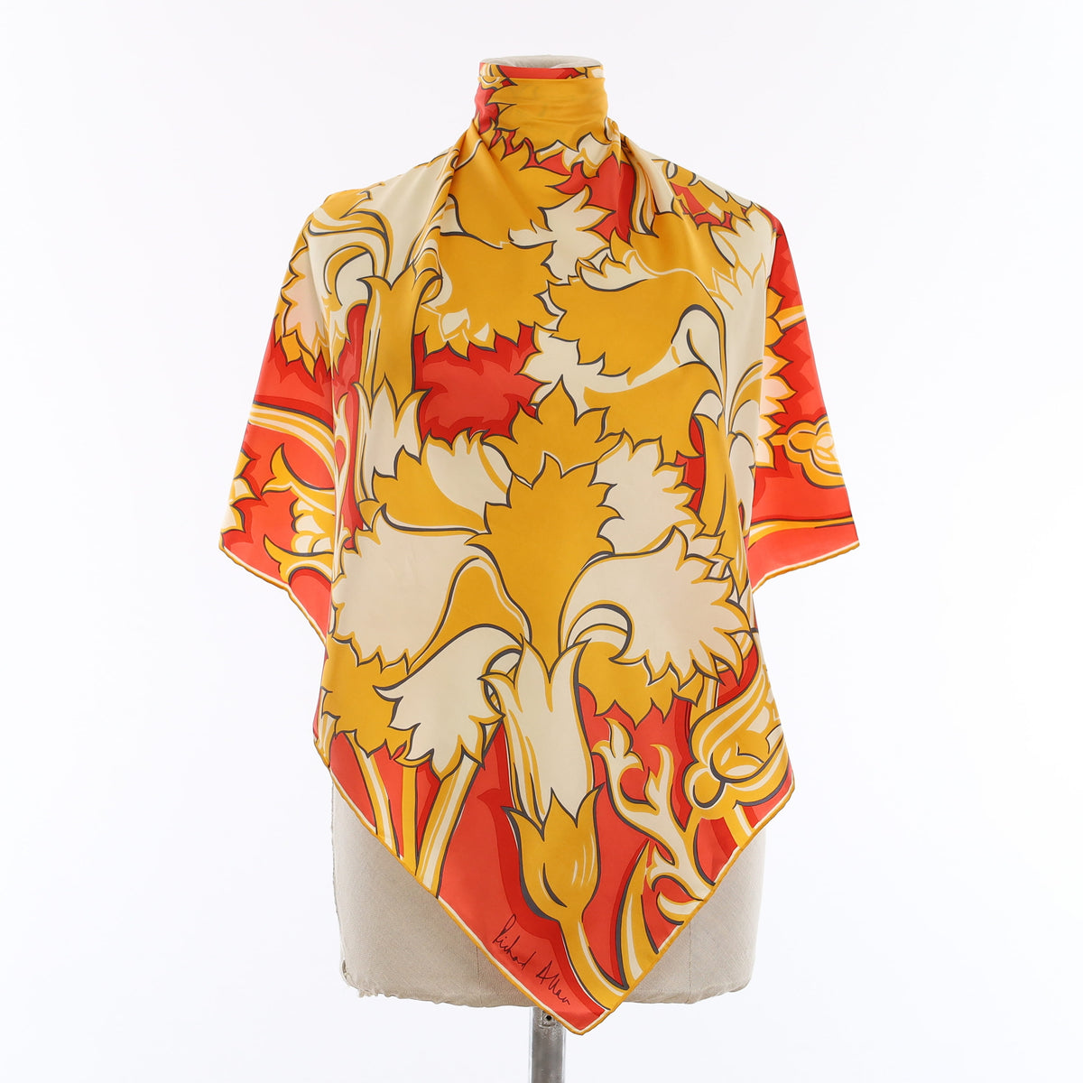 Richard Allan Red and Yellow Retro Vintage Silk Scarf