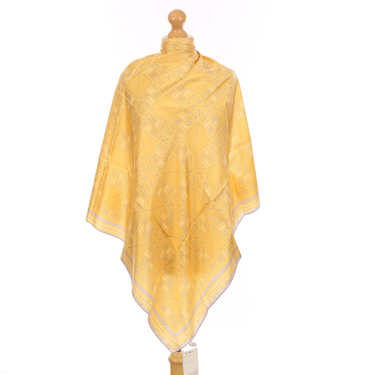 Brand New Apricot and Grey Logo Silk Scarf