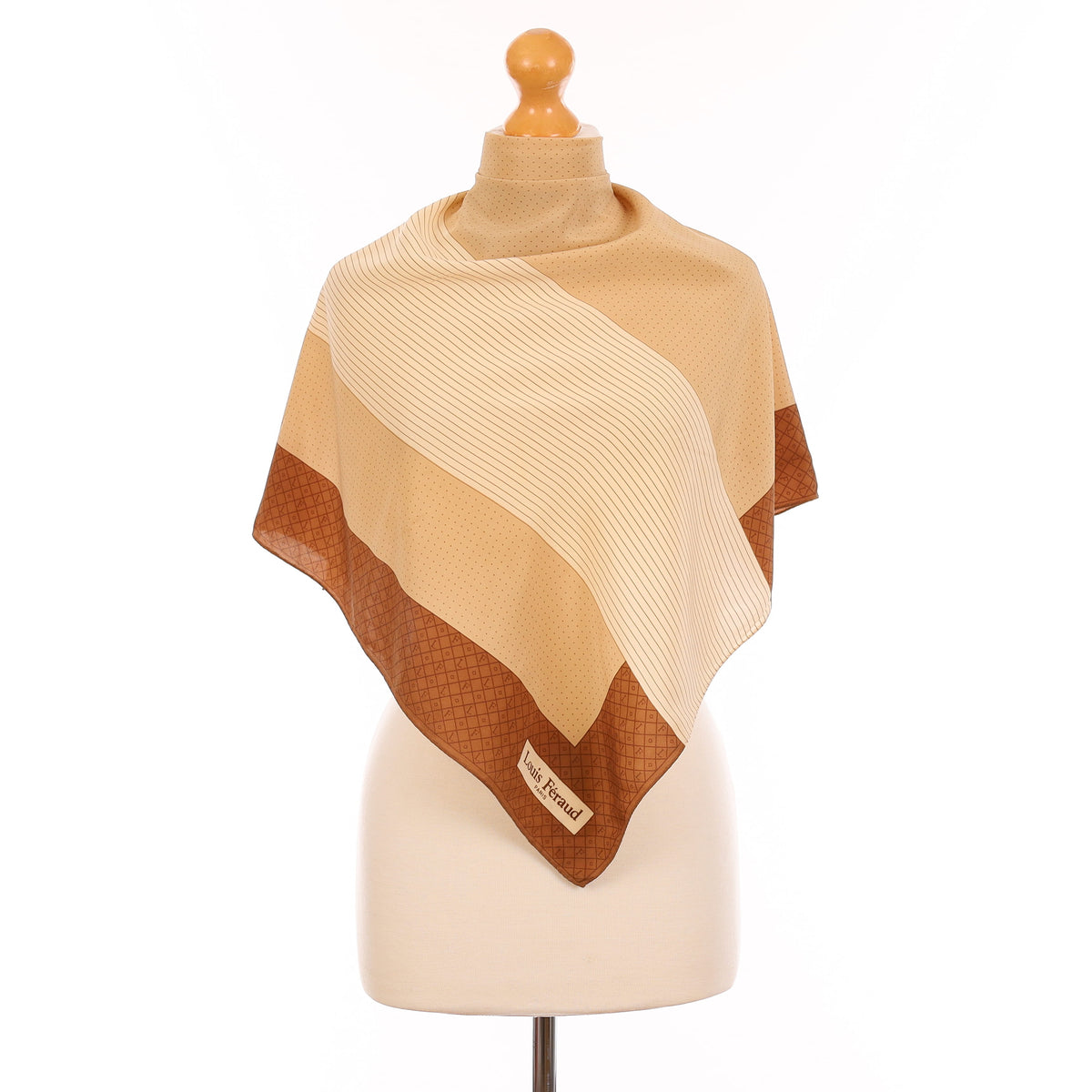 Brown Striped Vintage Silk Scarf