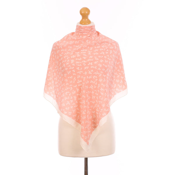 1970’s Jaeger Pink and Cream Ditsy Vintage Silk Scarf