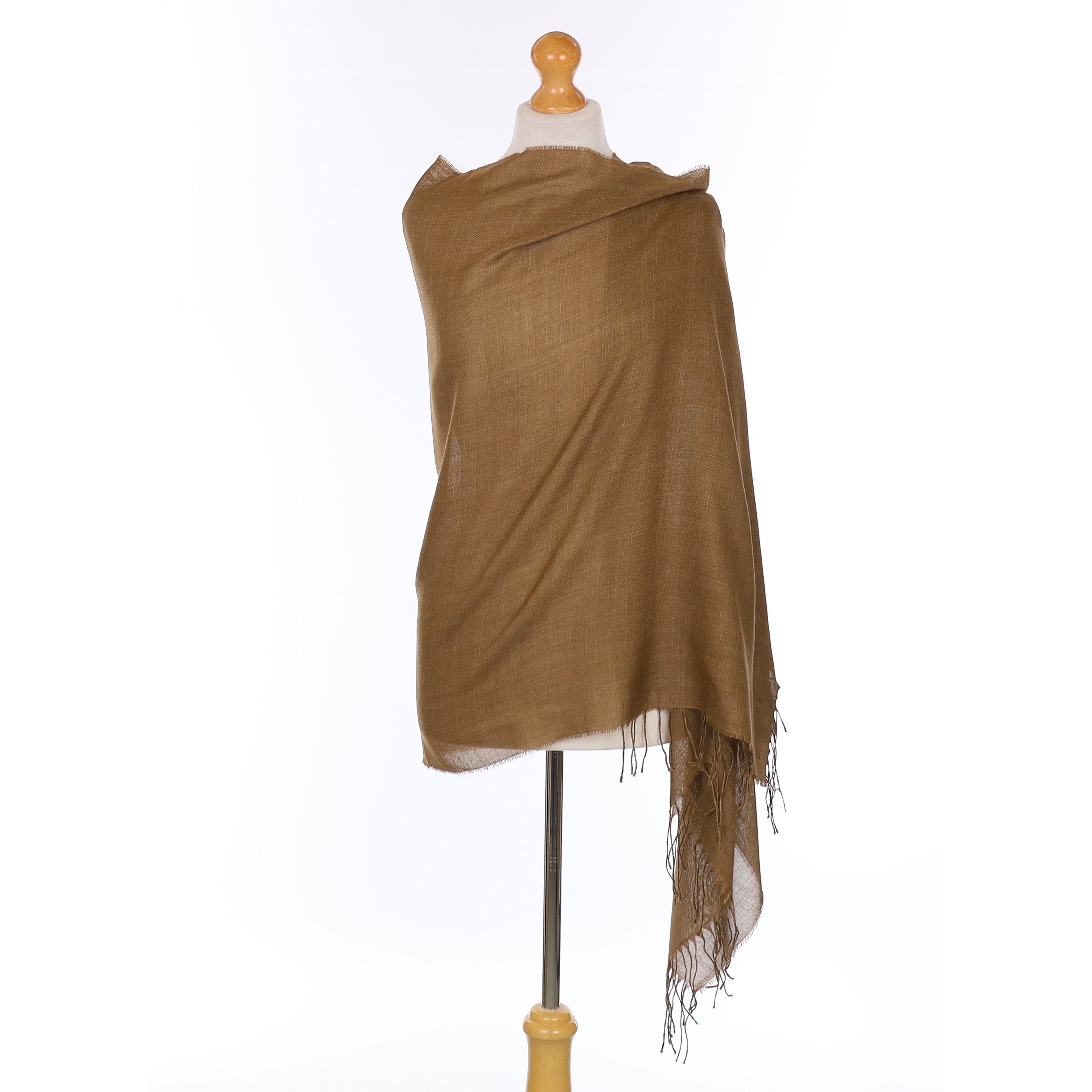 Brand New Scottish Golden Brown Woven Silk Blend Wrap