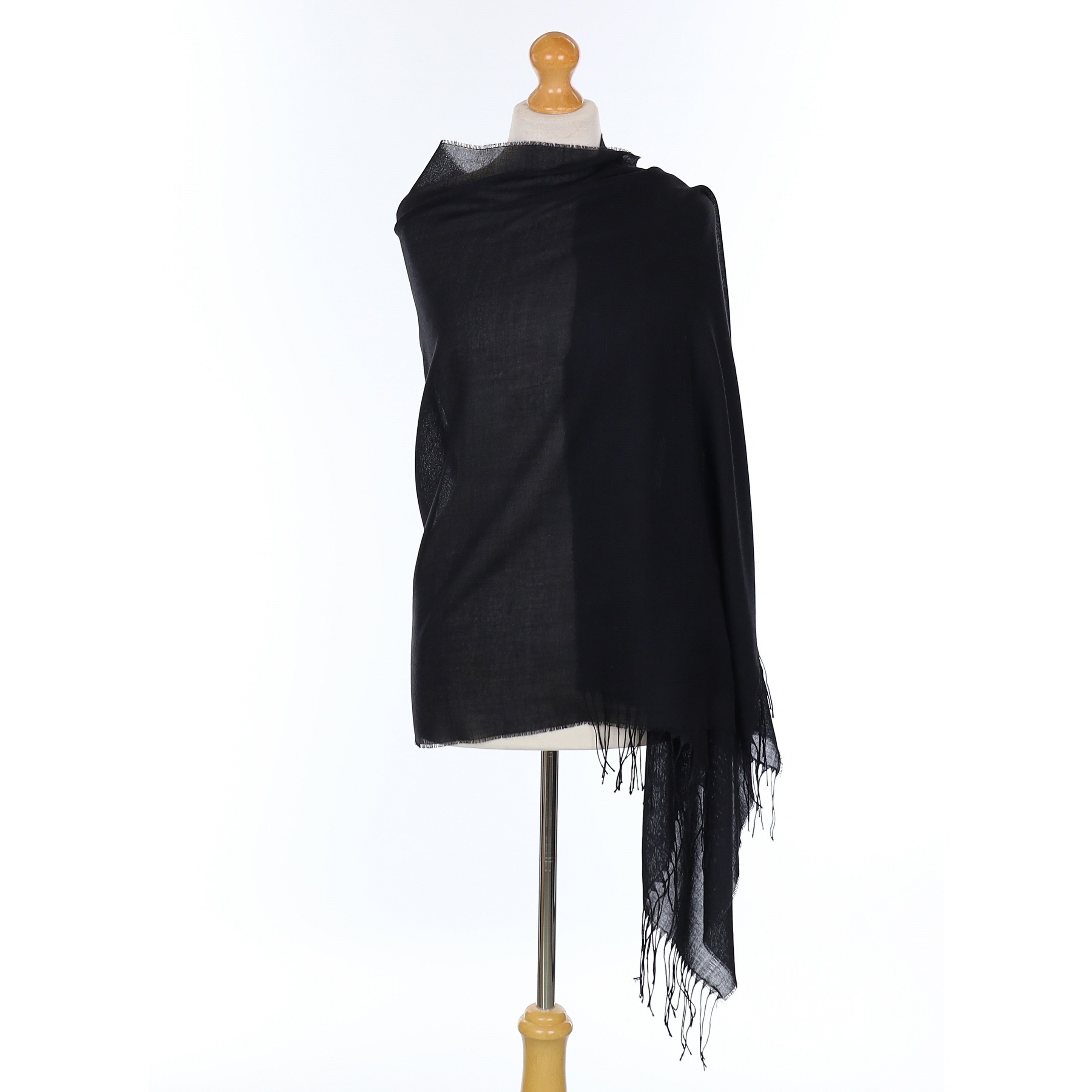 Brand New Scottish Blue Black Woven Silk Blend Wrap