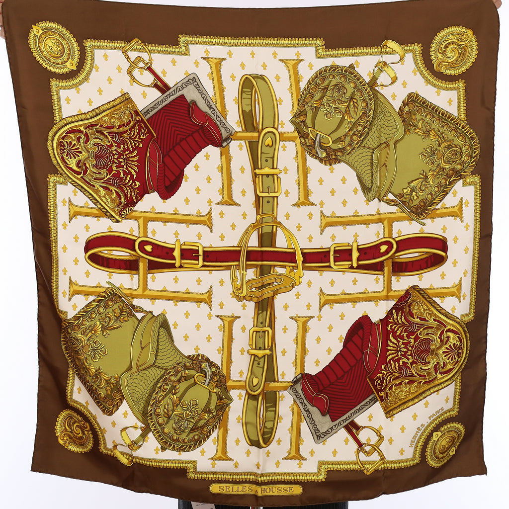 Pristine Hermès Selles a Housse Silk Scarf