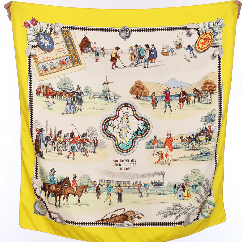 Hermès The Royal and Ancient Game of Golf Silk Scarf Quite Rare