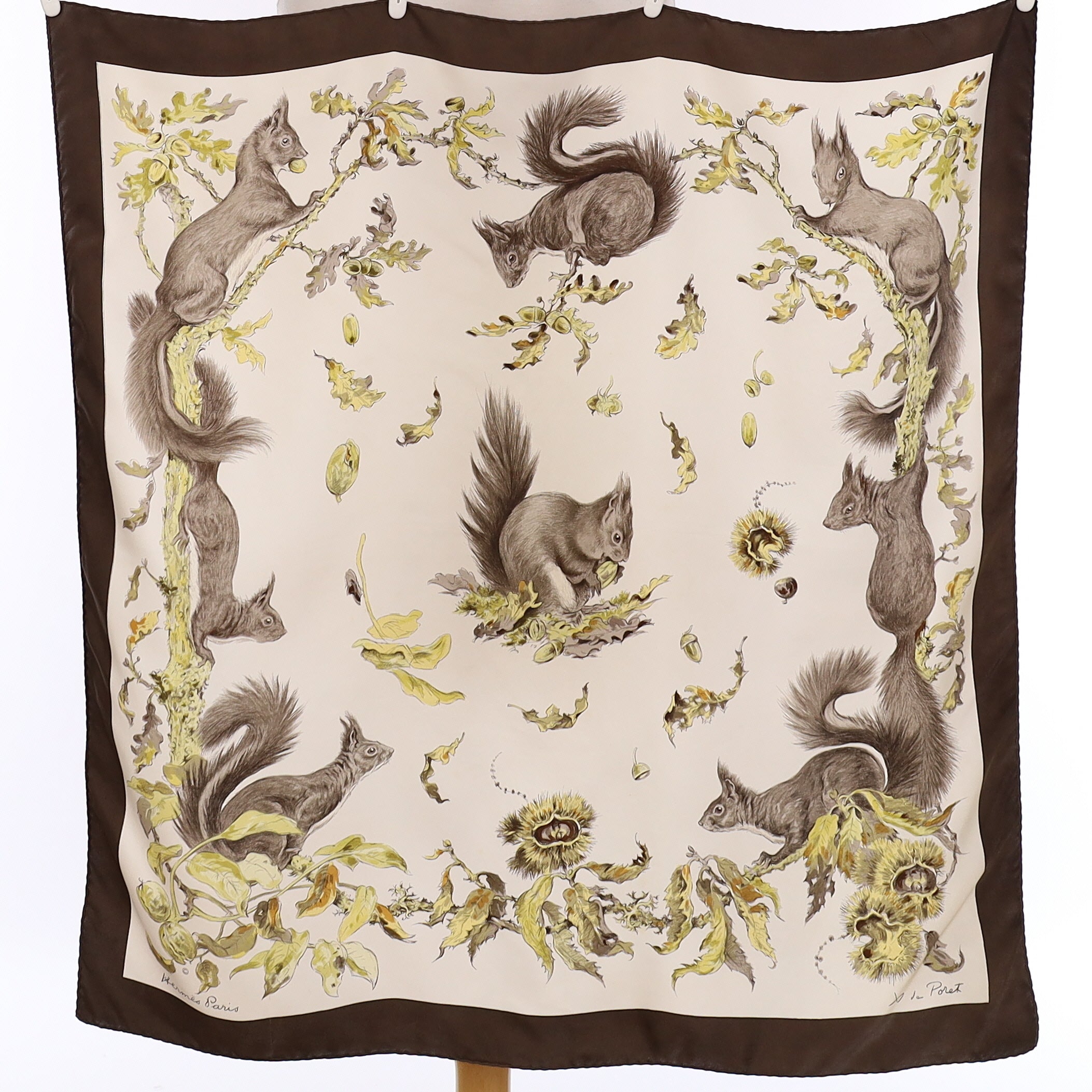 Hermès Les Écureuils Silk Scarf Rare