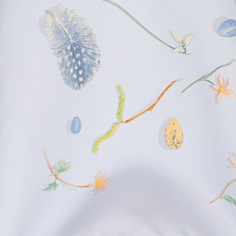 Hermès Fleurs et Plumes Silk Scarf
