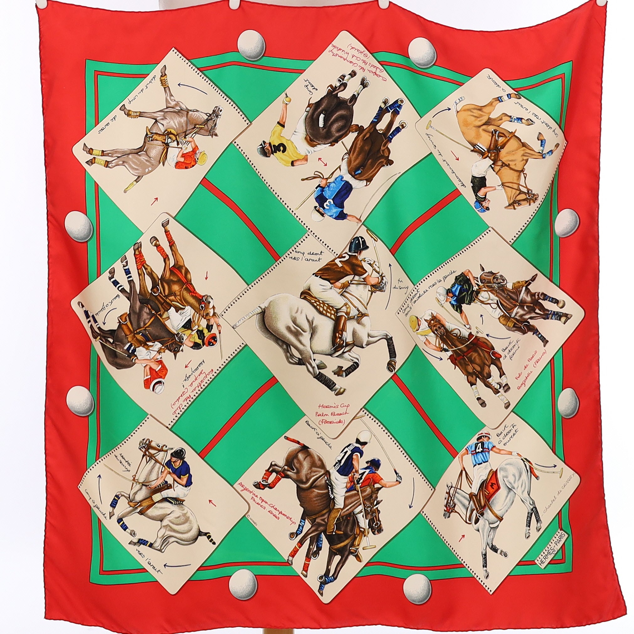 Hermès Le Monde du Polo Silk Scarf Quite Rare