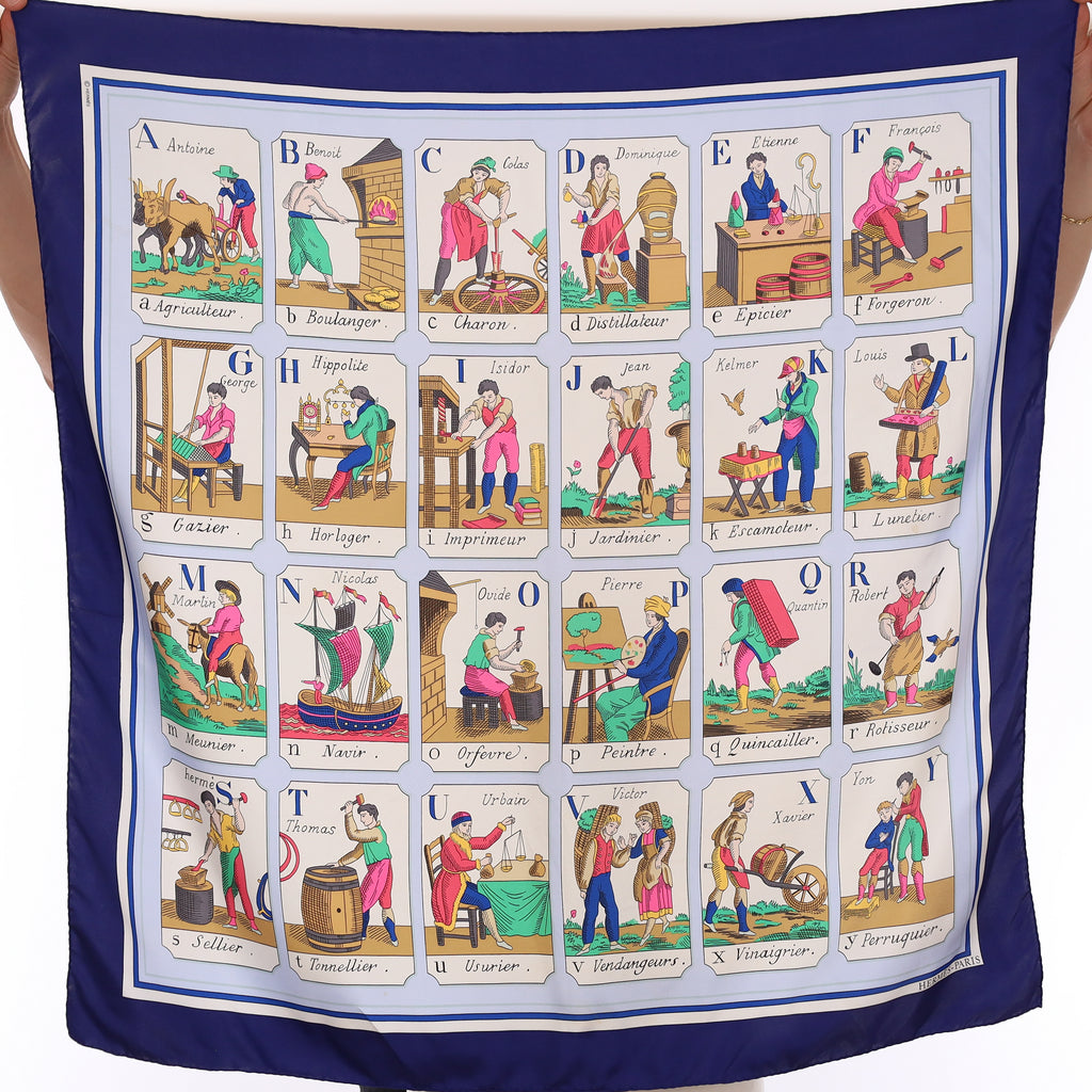 Hermès L'alphabet des Métiers Silk Scarf Rare