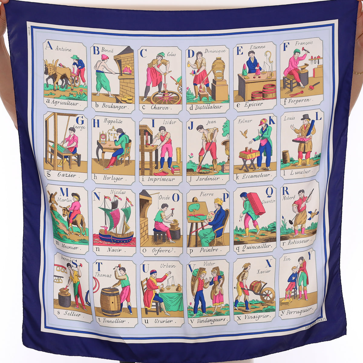Hermès L'alphabet des Métiers Silk Scarf Rare