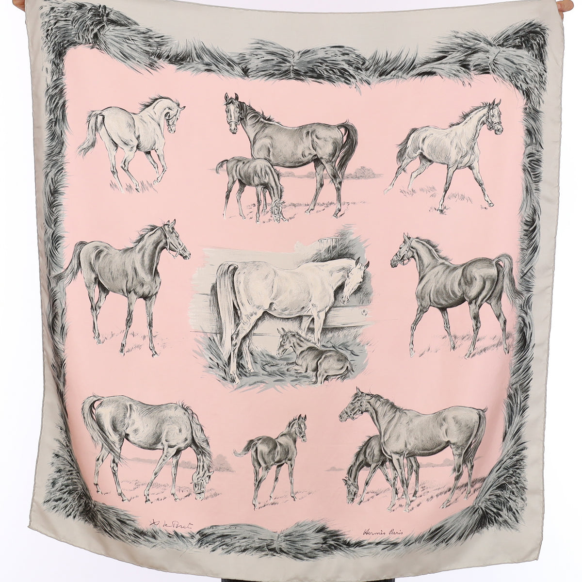 Hermès Les Poulains Silk Scarf Rare