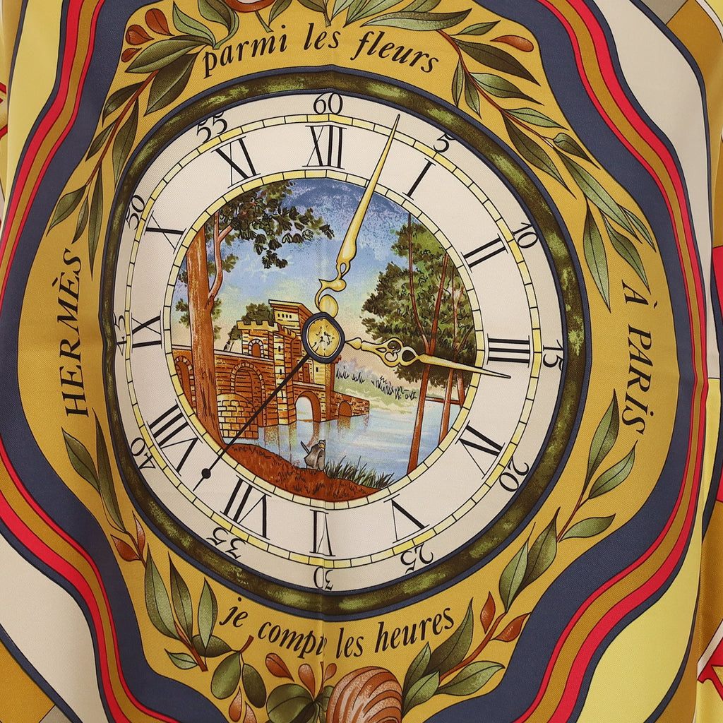 Hermès Parmi les Fleurs je Compte les Heures Silk Scarf