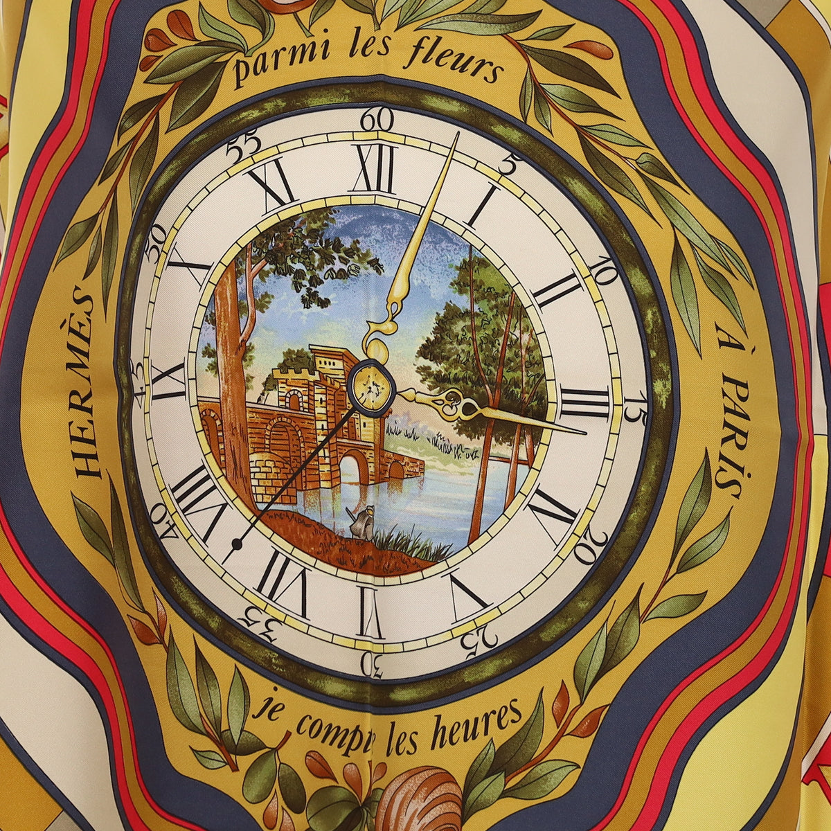 Hermès Parmi les Fleurs je Compte les Heures Silk Scarf