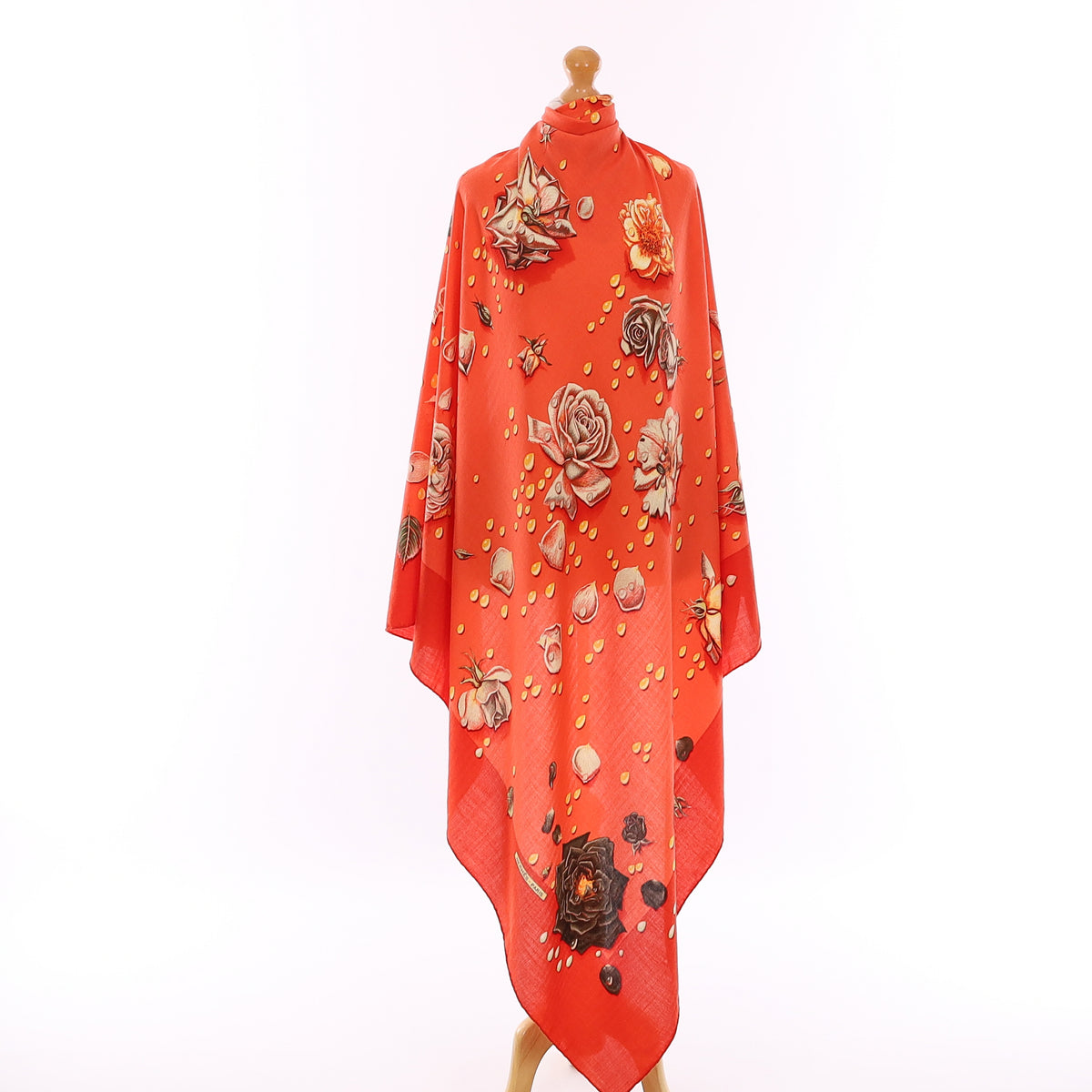 Pristine Hermès La Rosée Floral Cashmere and Silk Shawl