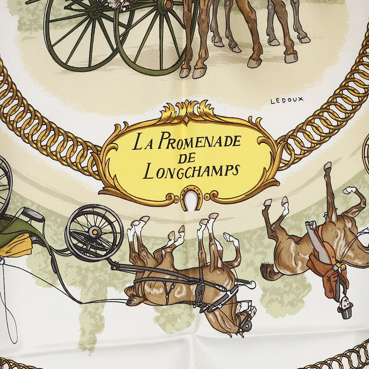 Brand New Boxed Hermès La Promenade de Longchamps Silk Scarf