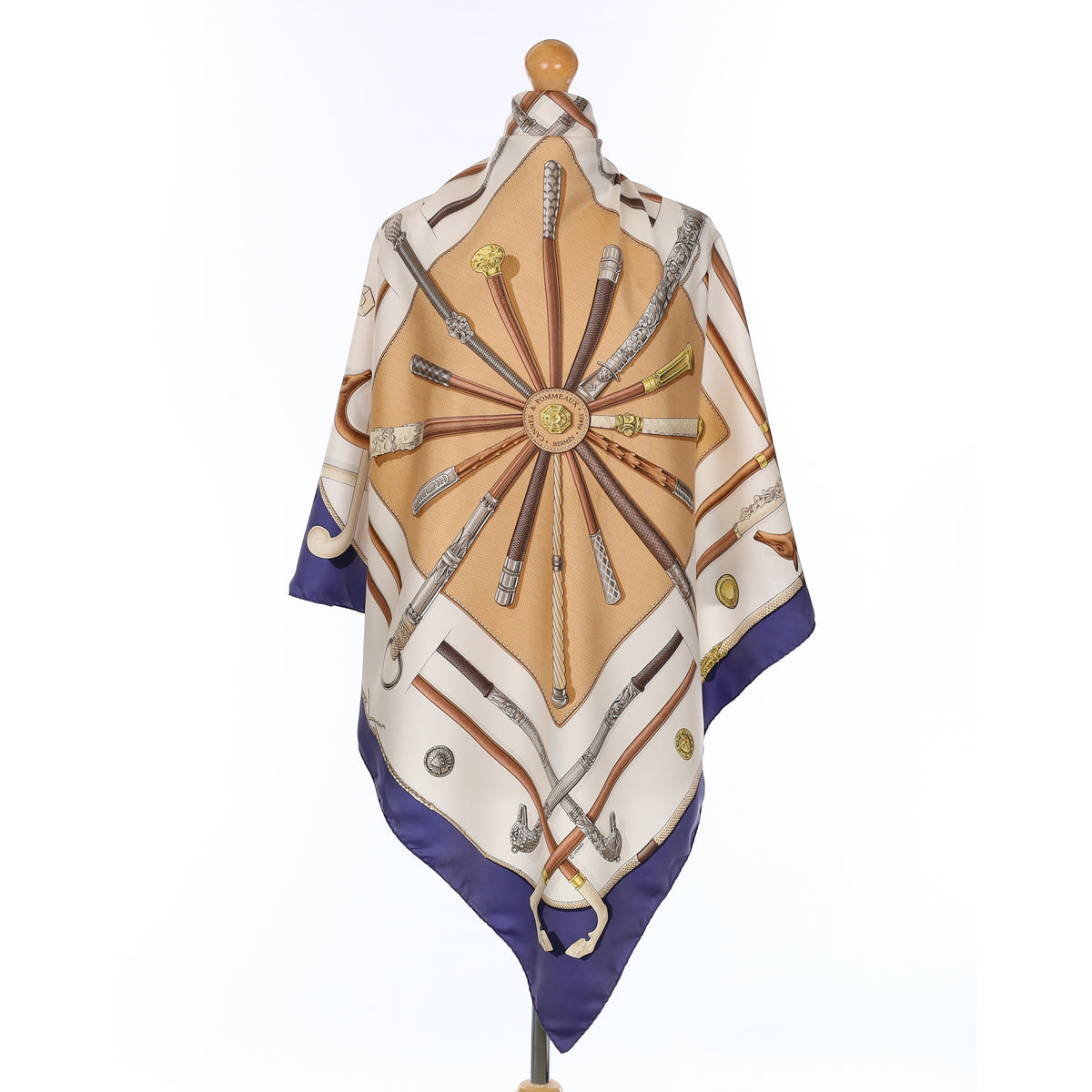 Hermès Cannes & Pommeaux Vintage Silk Scarf