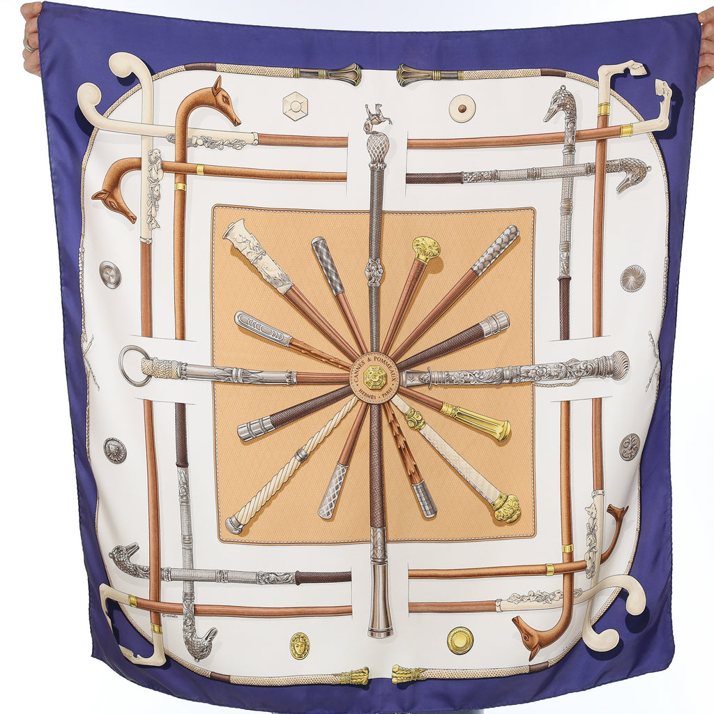 Hermès Cannes & Pommeaux Vintage Silk Scarf