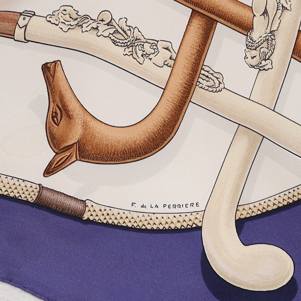 Hermès Cannes & Pommeaux Vintage Silk Scarf