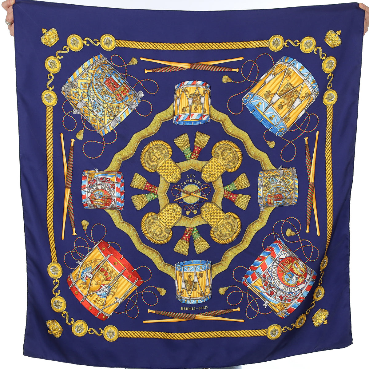 Hermès Les Tambours Silk Scarf