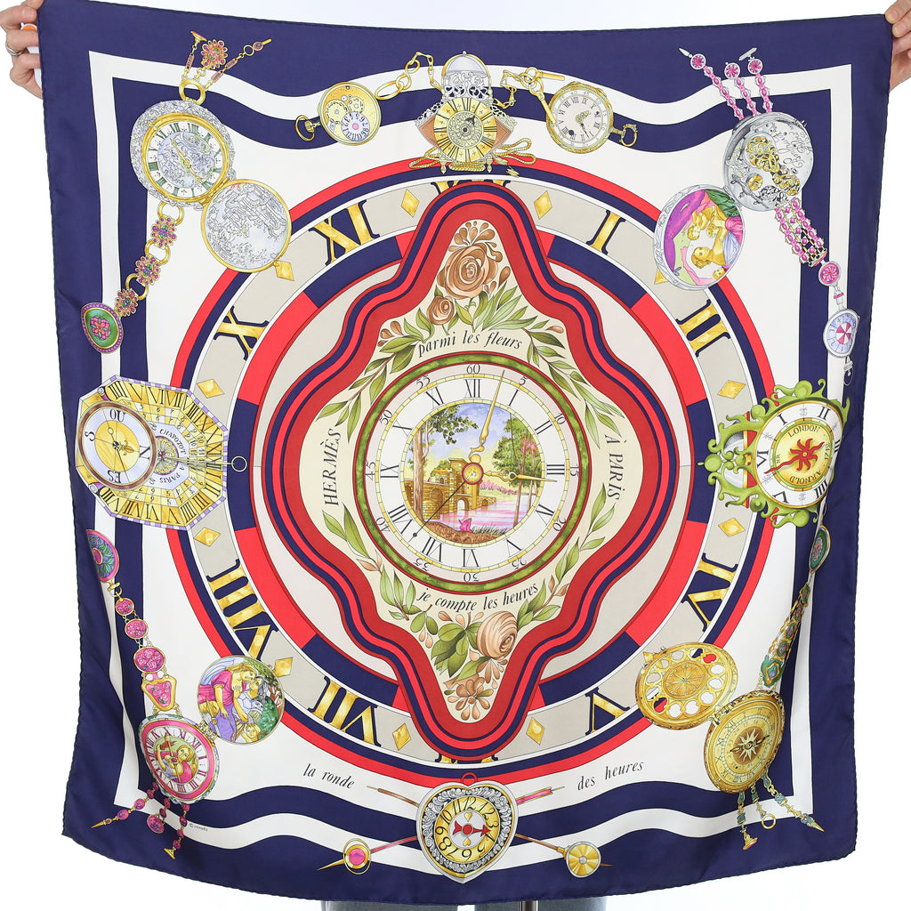 Hermès Parmi Les Fleurs Je Compte les Heures Silk Scarf