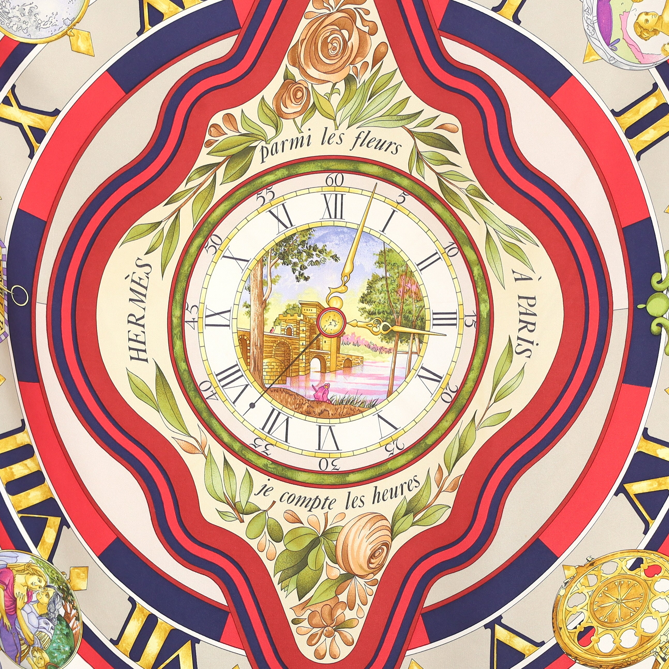 Hermès Parmi Les Fleurs Je Compte les Heures Silk Scarf