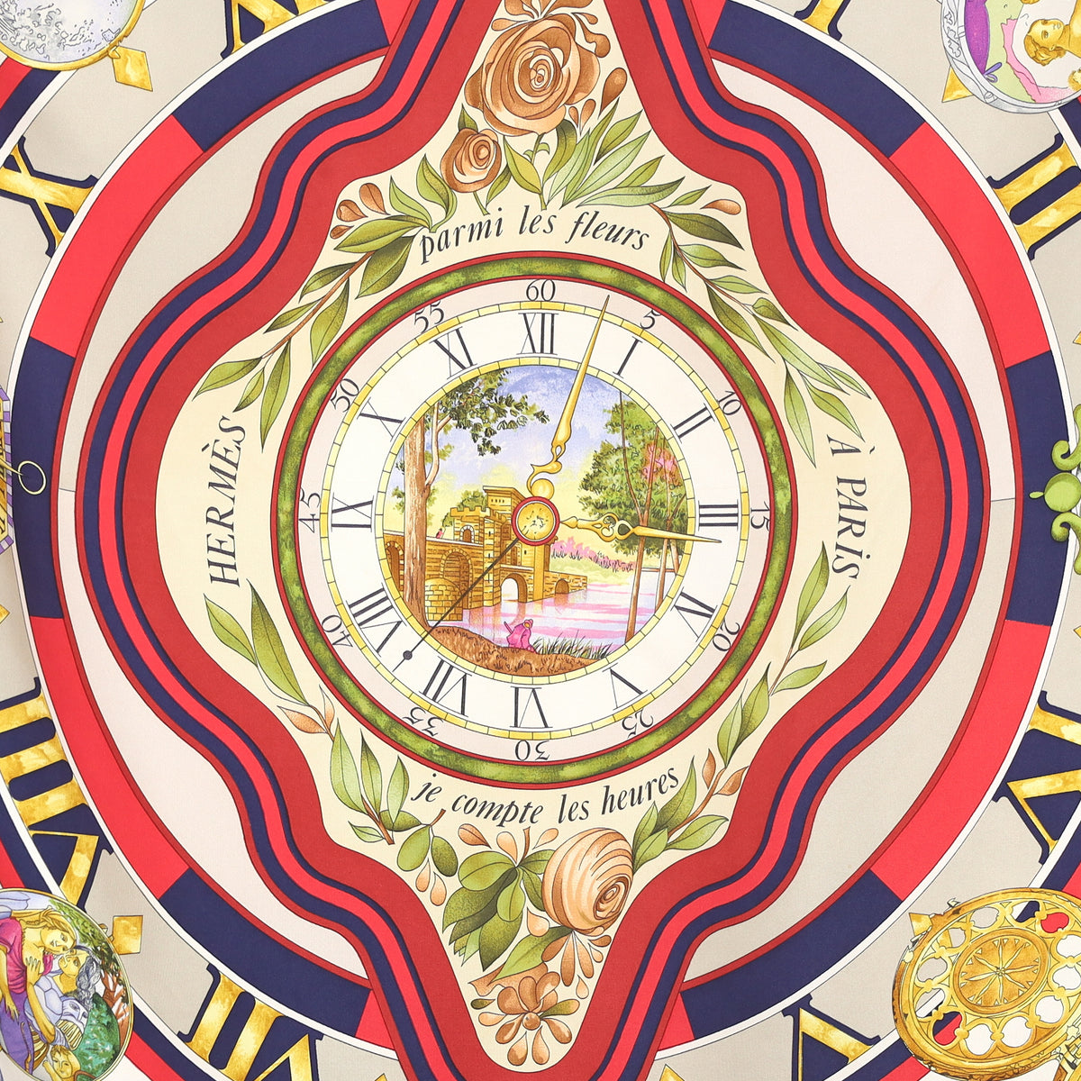 Hermès Parmi Les Fleurs Je Compte les Heures Silk Scarf