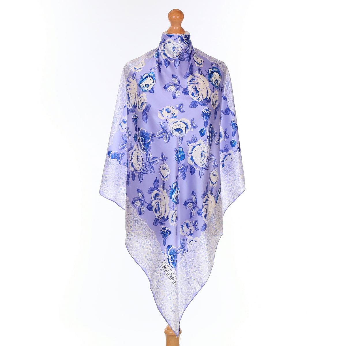 Brand New Renato Balestra Purple and Blue Floral Silk Scarf