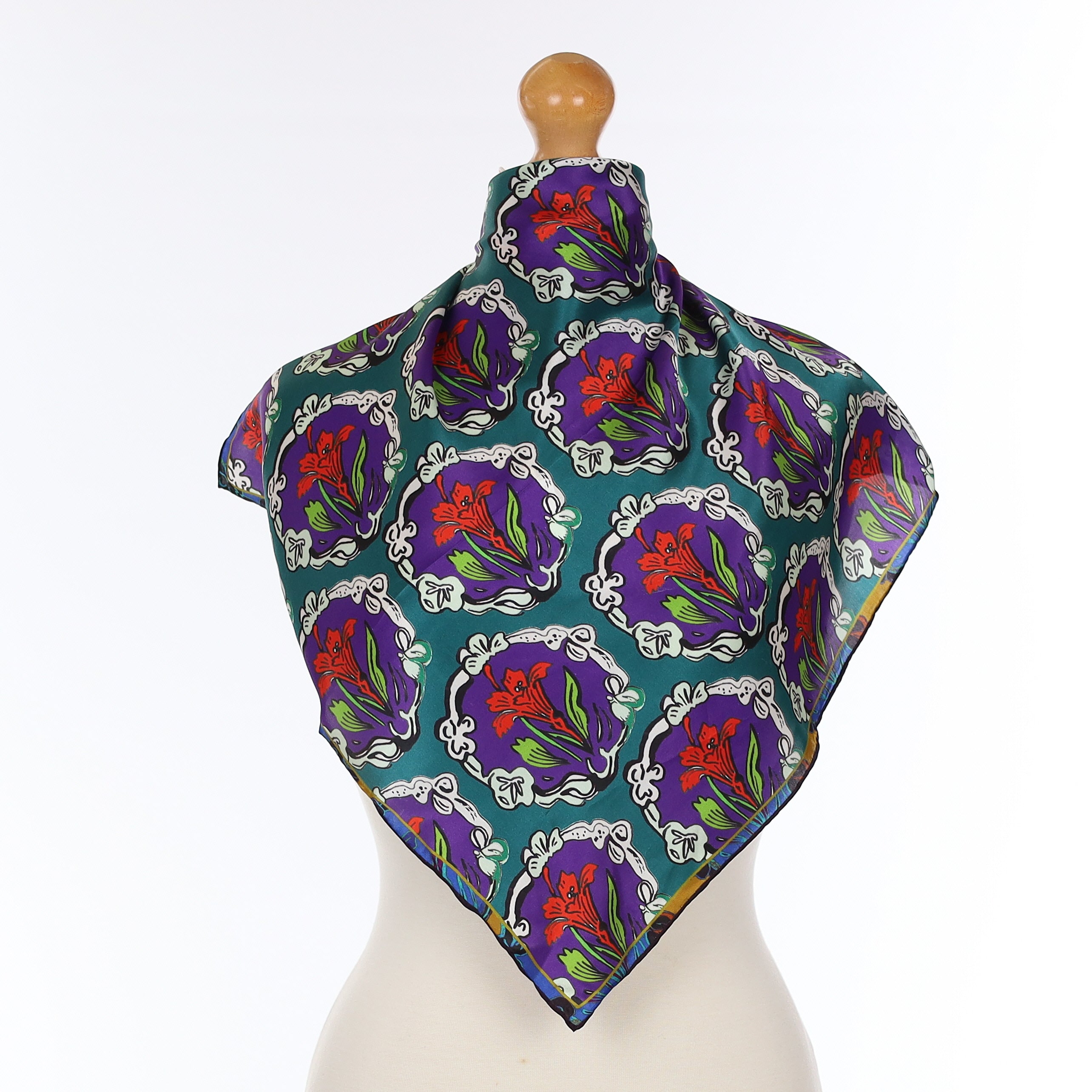 Brand New Anthropologie Green Floral Silk Scarf