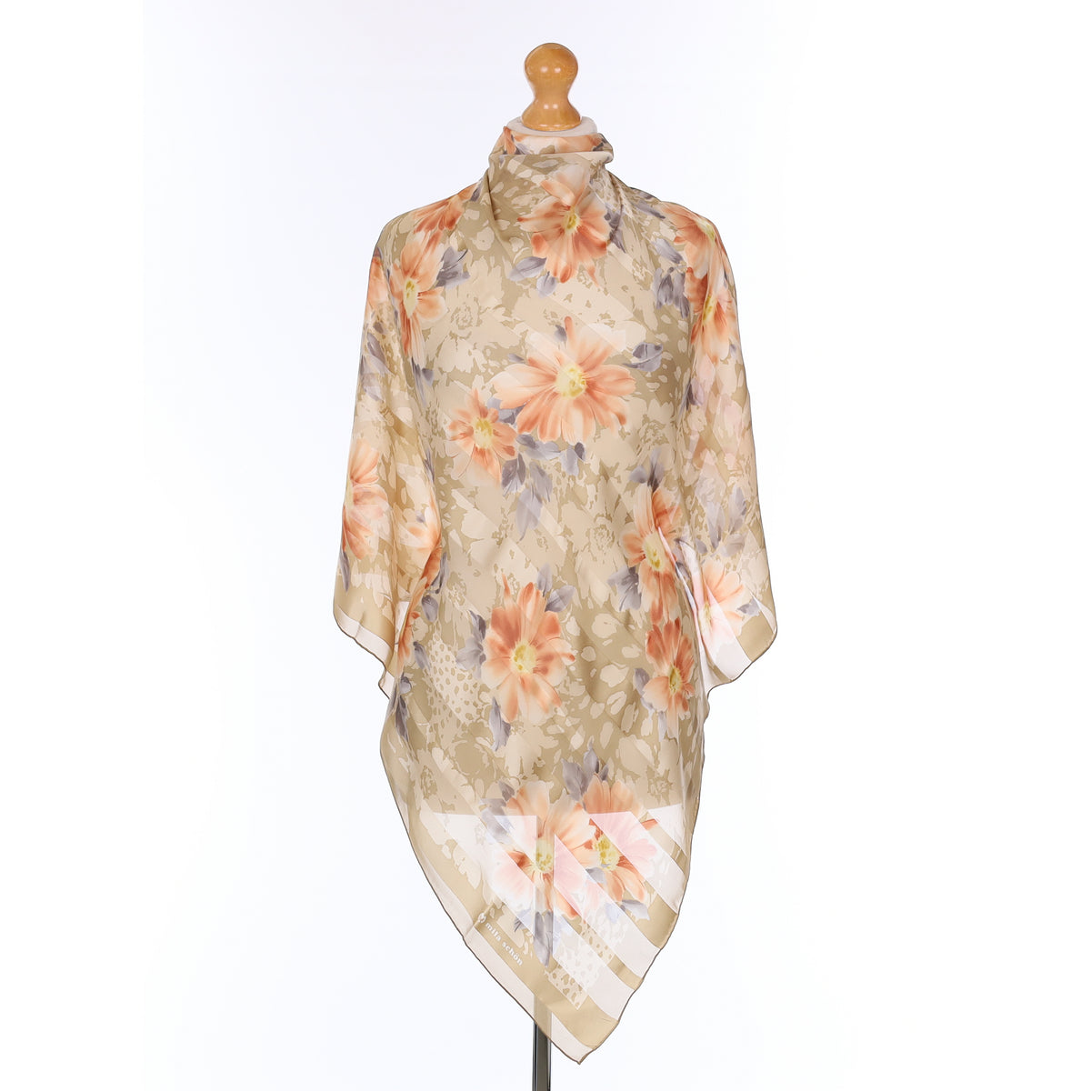 Pristine Mila Schön Peach Floral Silk Scarf