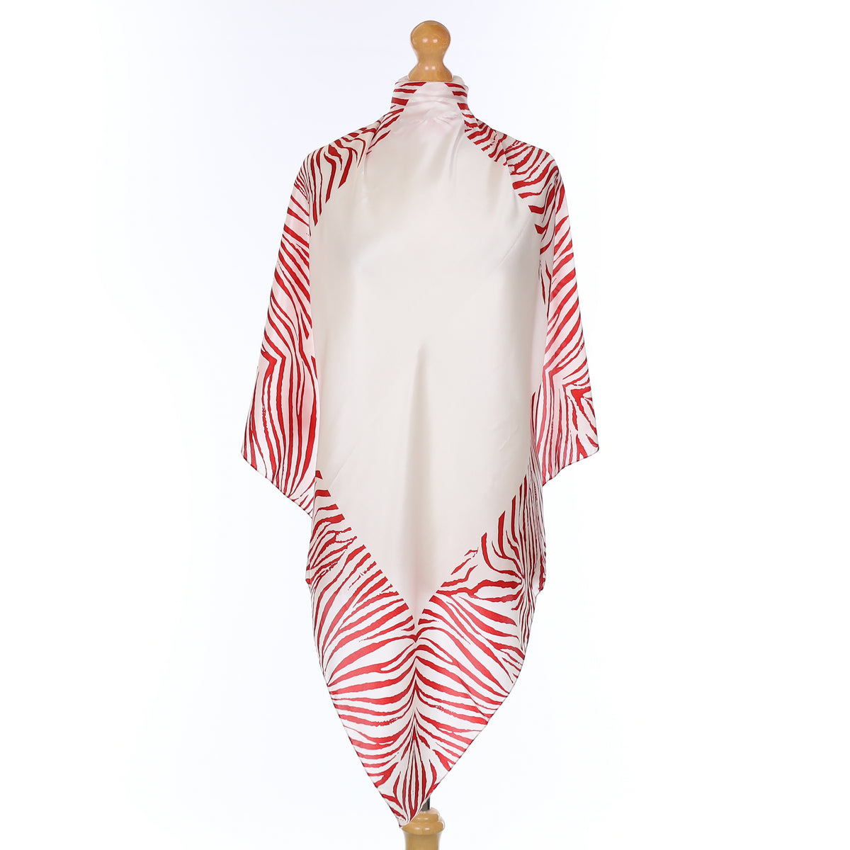 Pristine Red and Ivory Zebra Stripe Silk Scarf