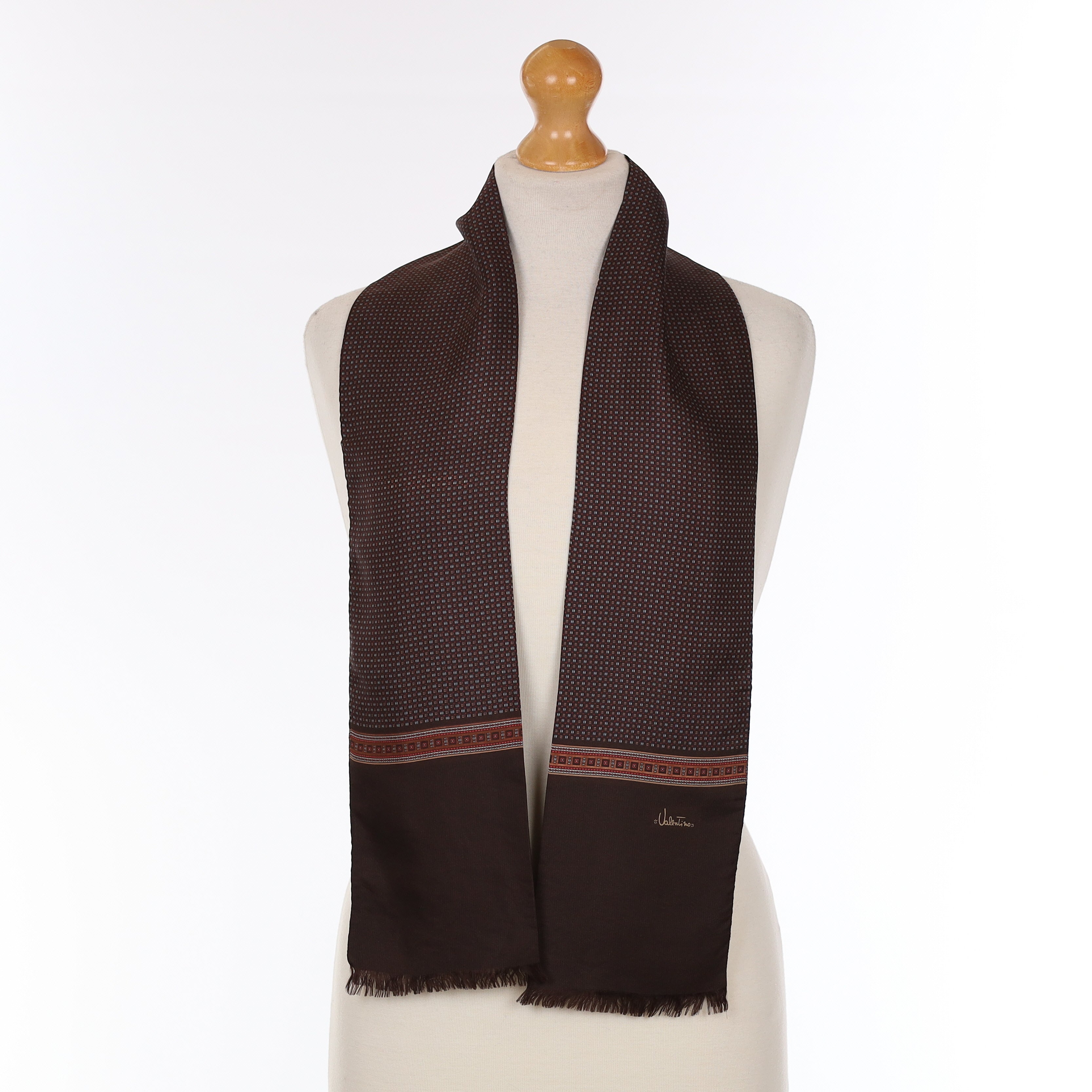 Men's Pristine Valentino Dark Chocolate Silk Scarf