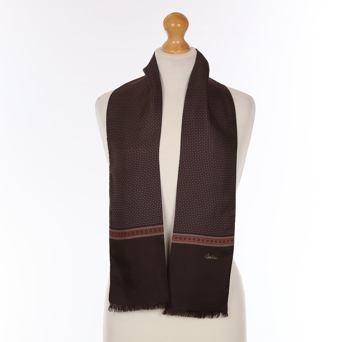 Men's Pristine Valentino Dark Chocolate Silk Scarf