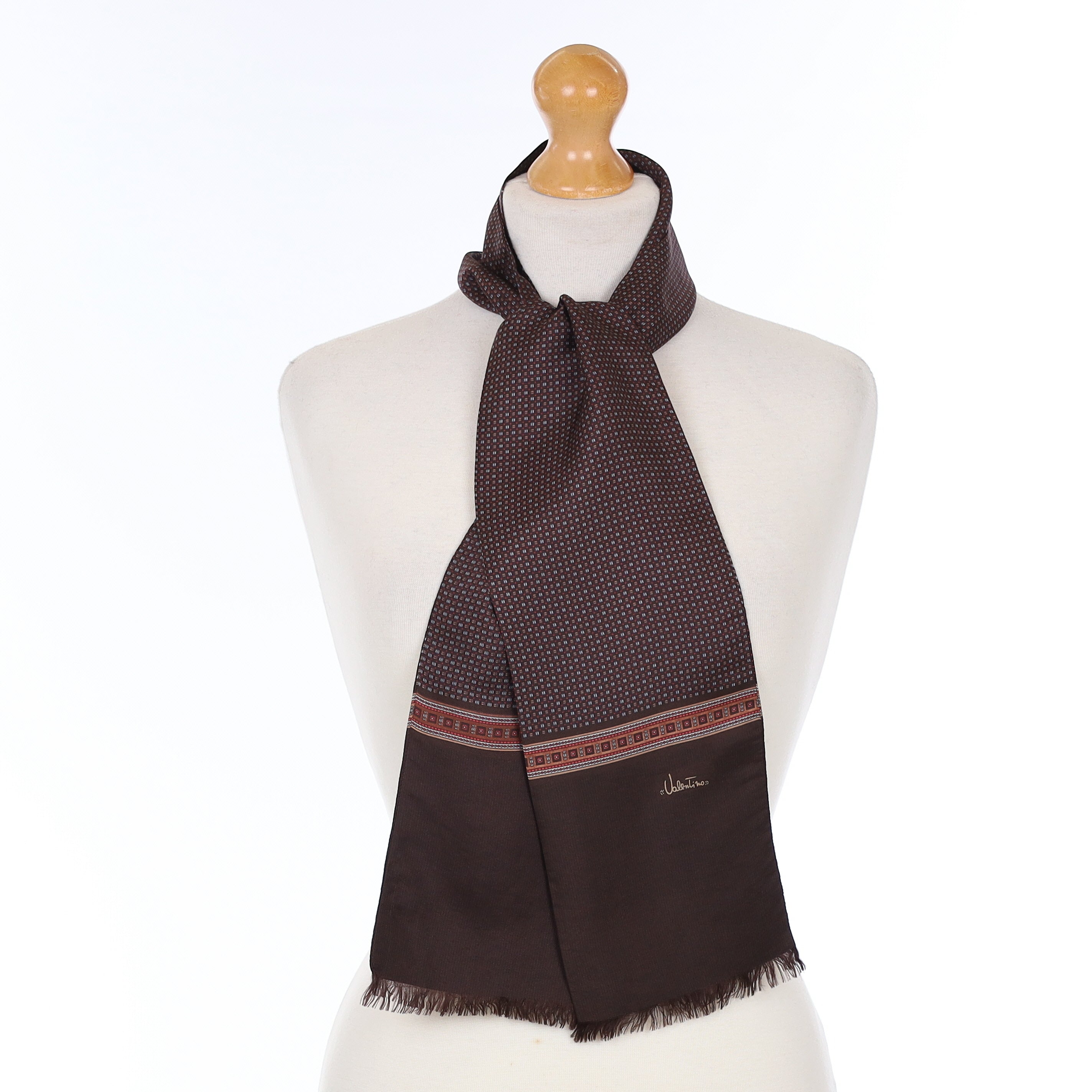 Men's Pristine Valentino Dark Chocolate Silk Scarf
