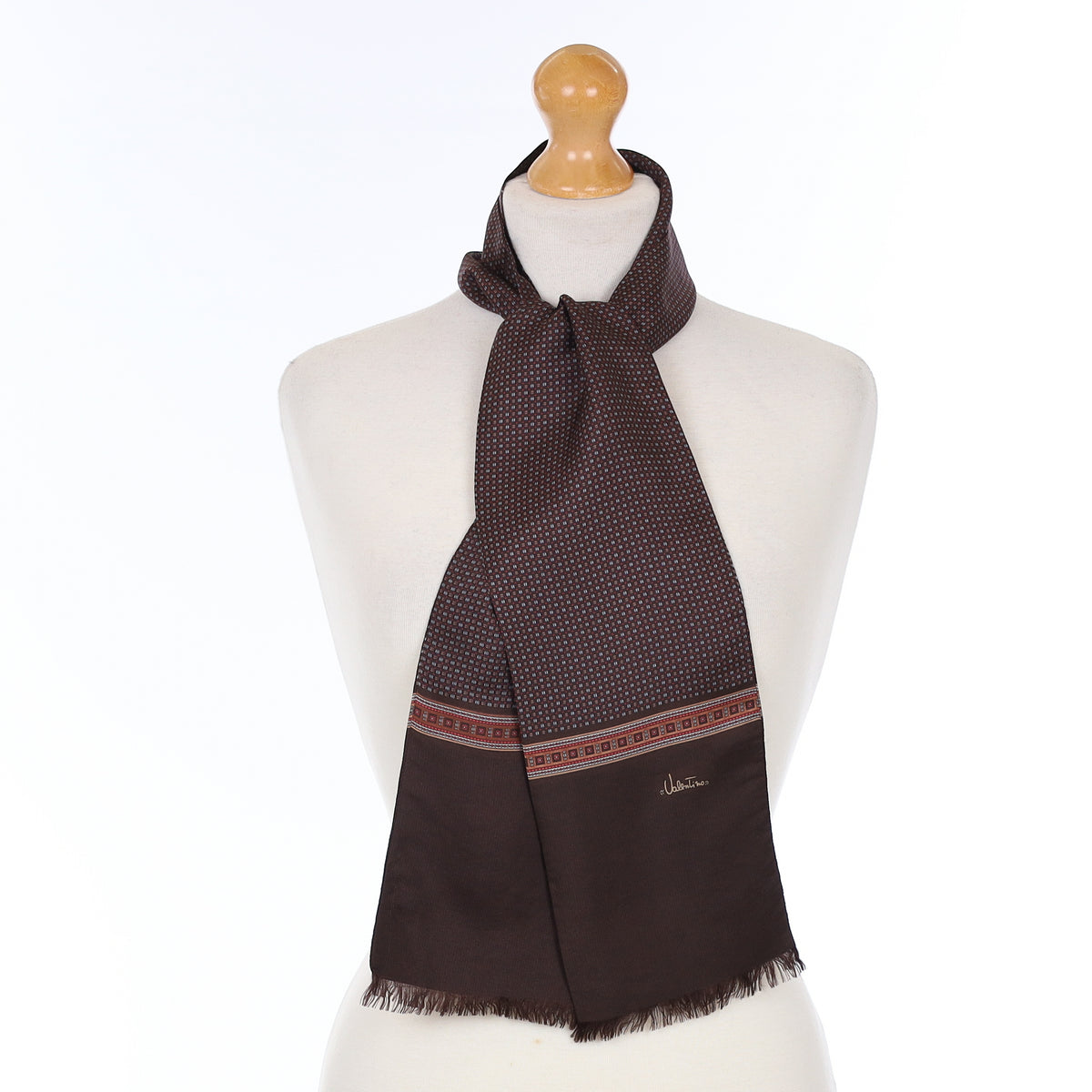 Men's Pristine Valentino Dark Chocolate Silk Scarf