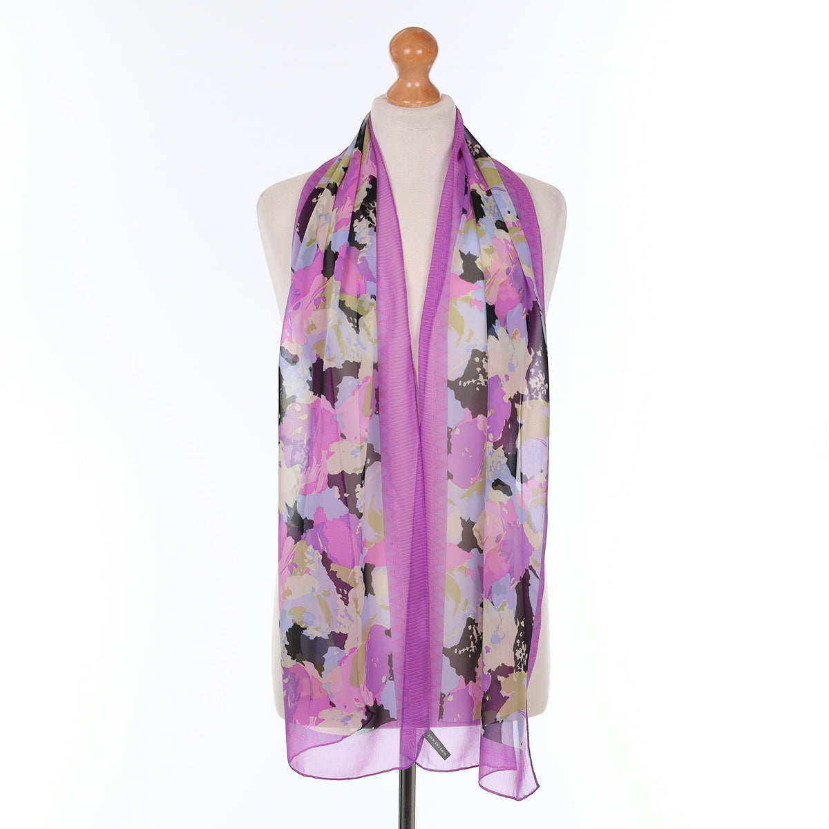 Violet Purple Floral Silk Scarf