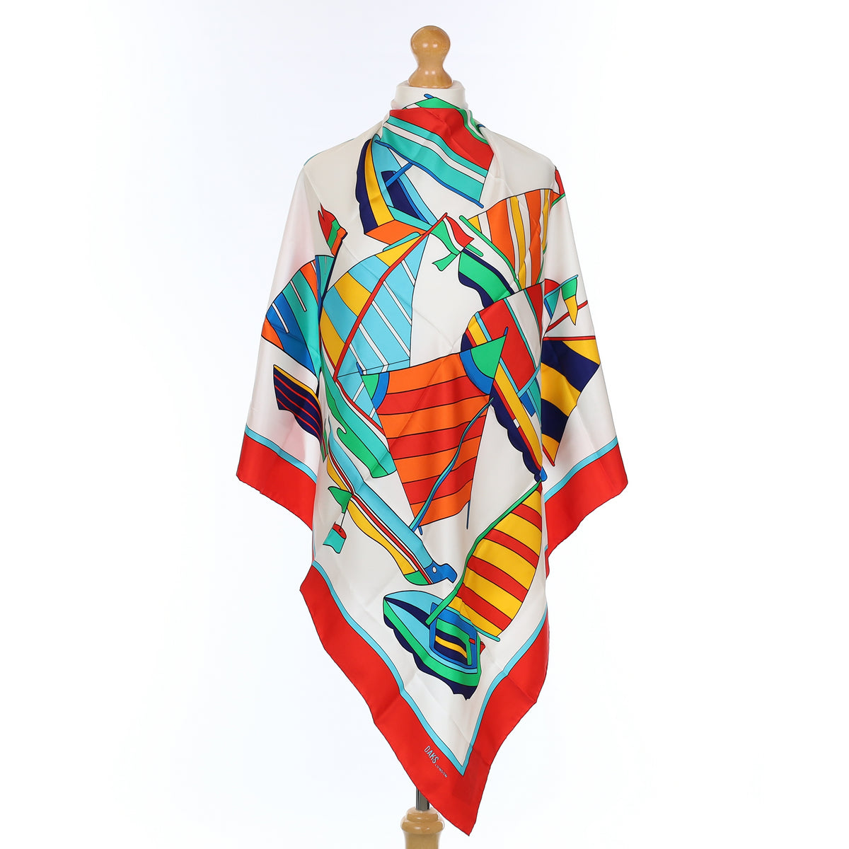 Pristine Daks Boat Design Vintage Silk Scarf