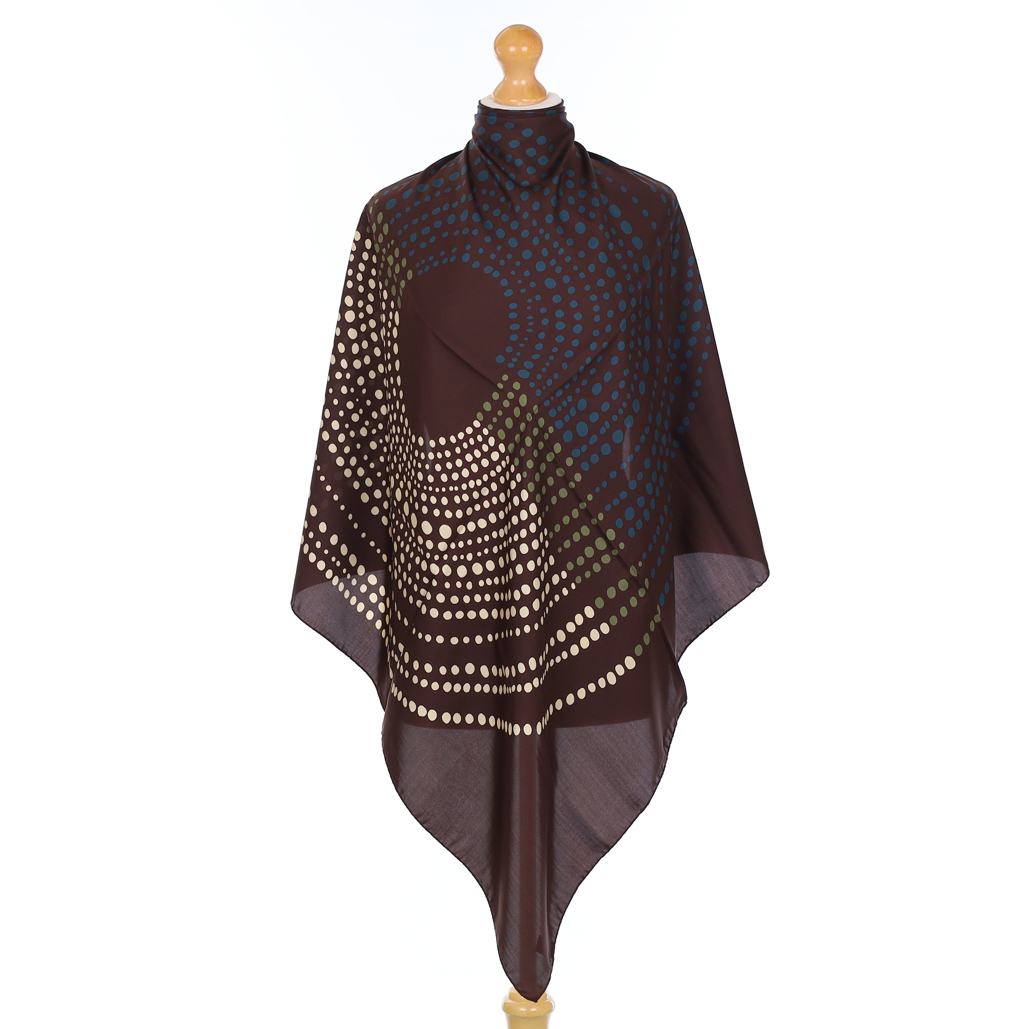 Brand New Italian Dark Chocolate Spotted Silk Scarf
