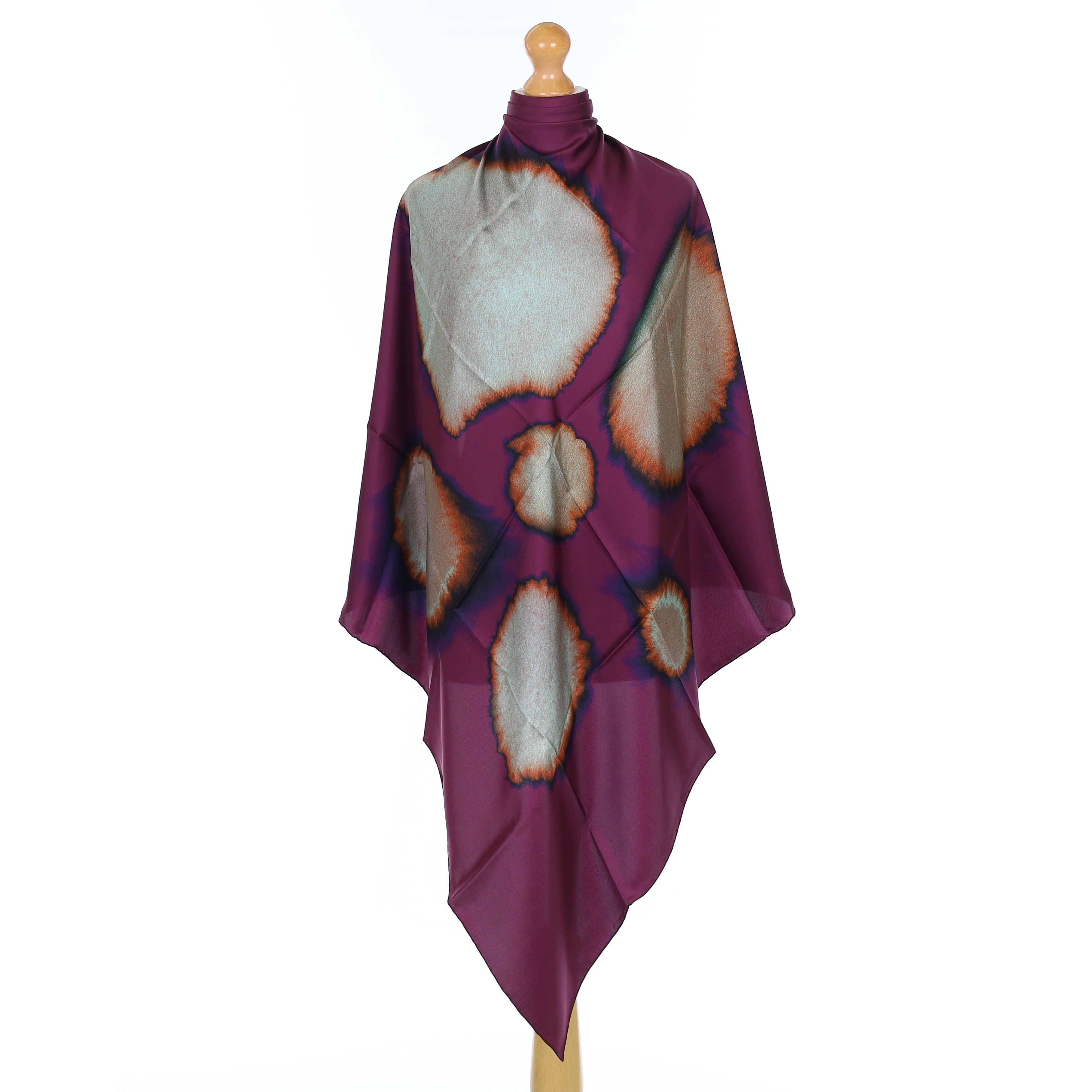 Brand New Italian Plum Colour Run Design Silk Scarf