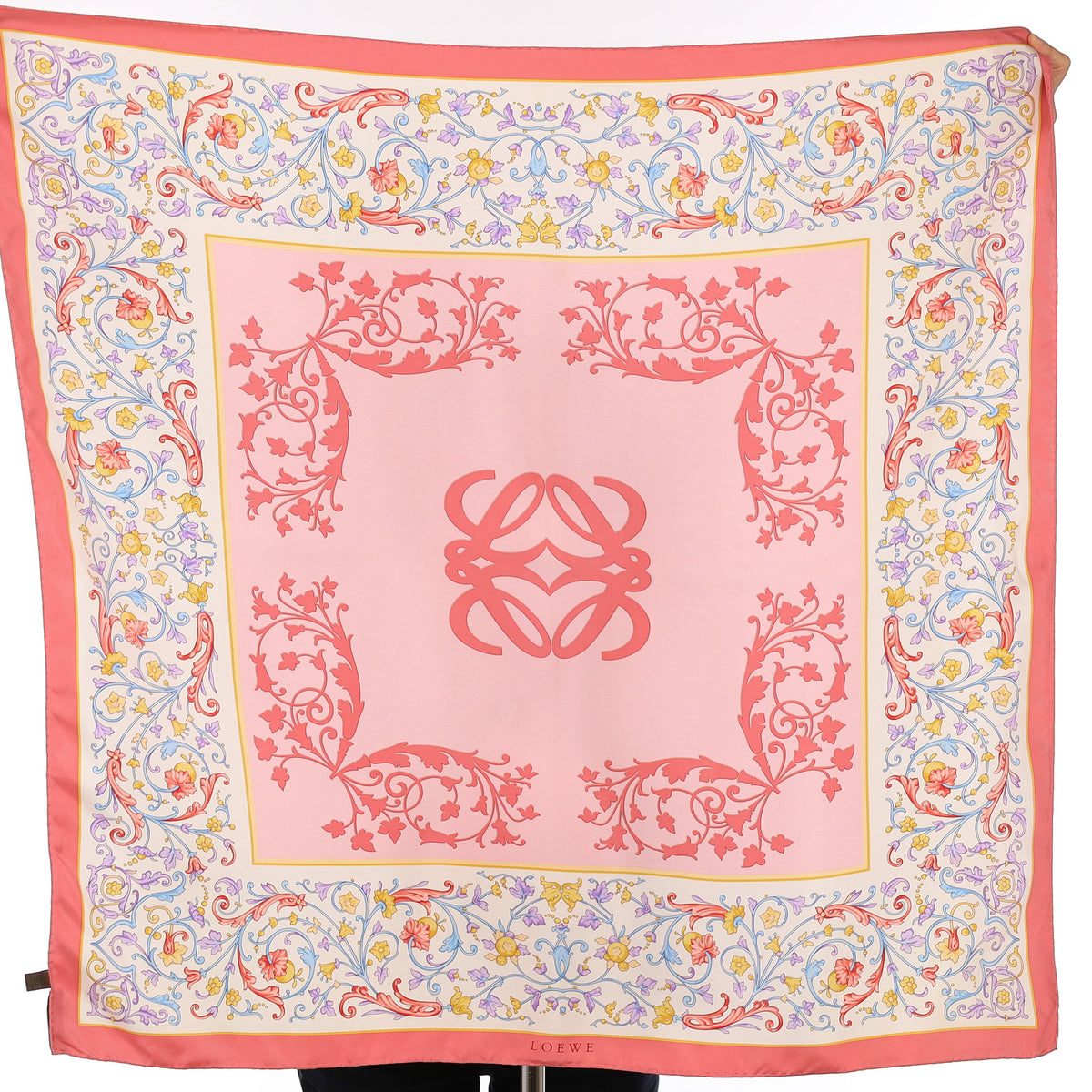 Loewe Pink Patterned Silk Scarf
